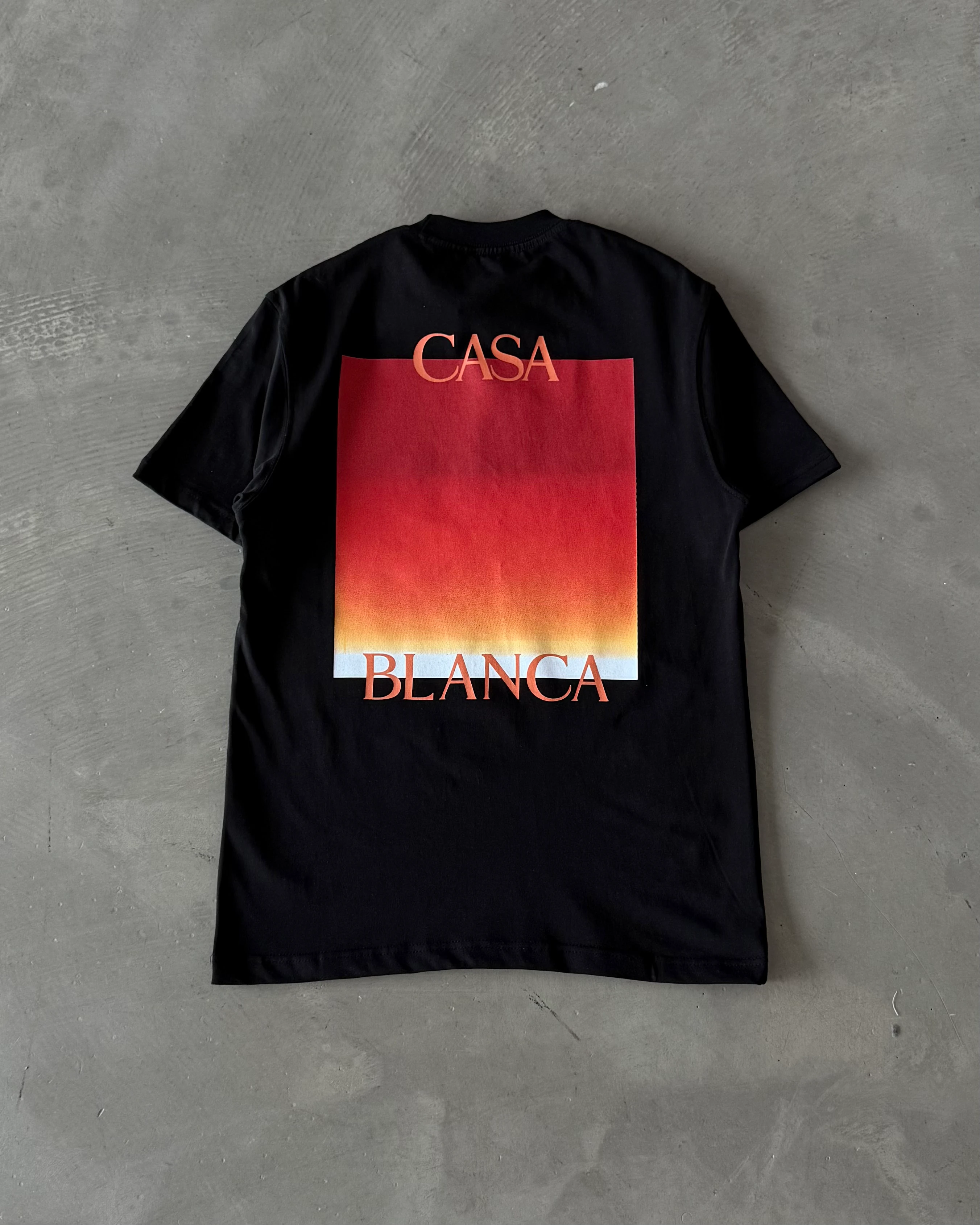 Ön ve Arka Renk Geçişi Baskılı Basic T-Shirt