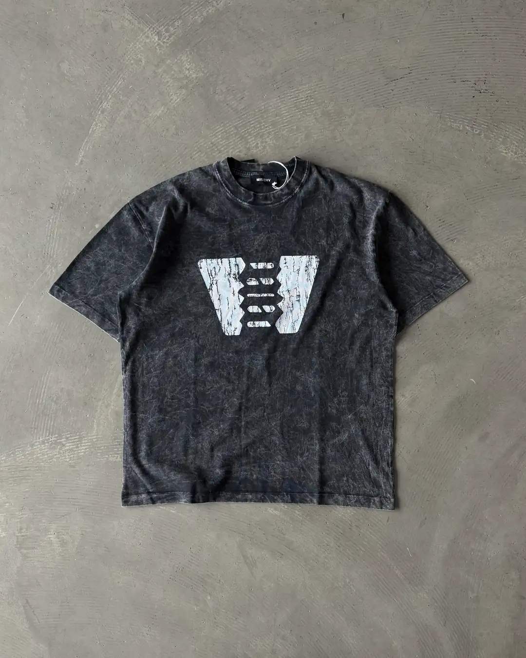 Göğüs Baskı Yıkamalı Basic T-Shirt