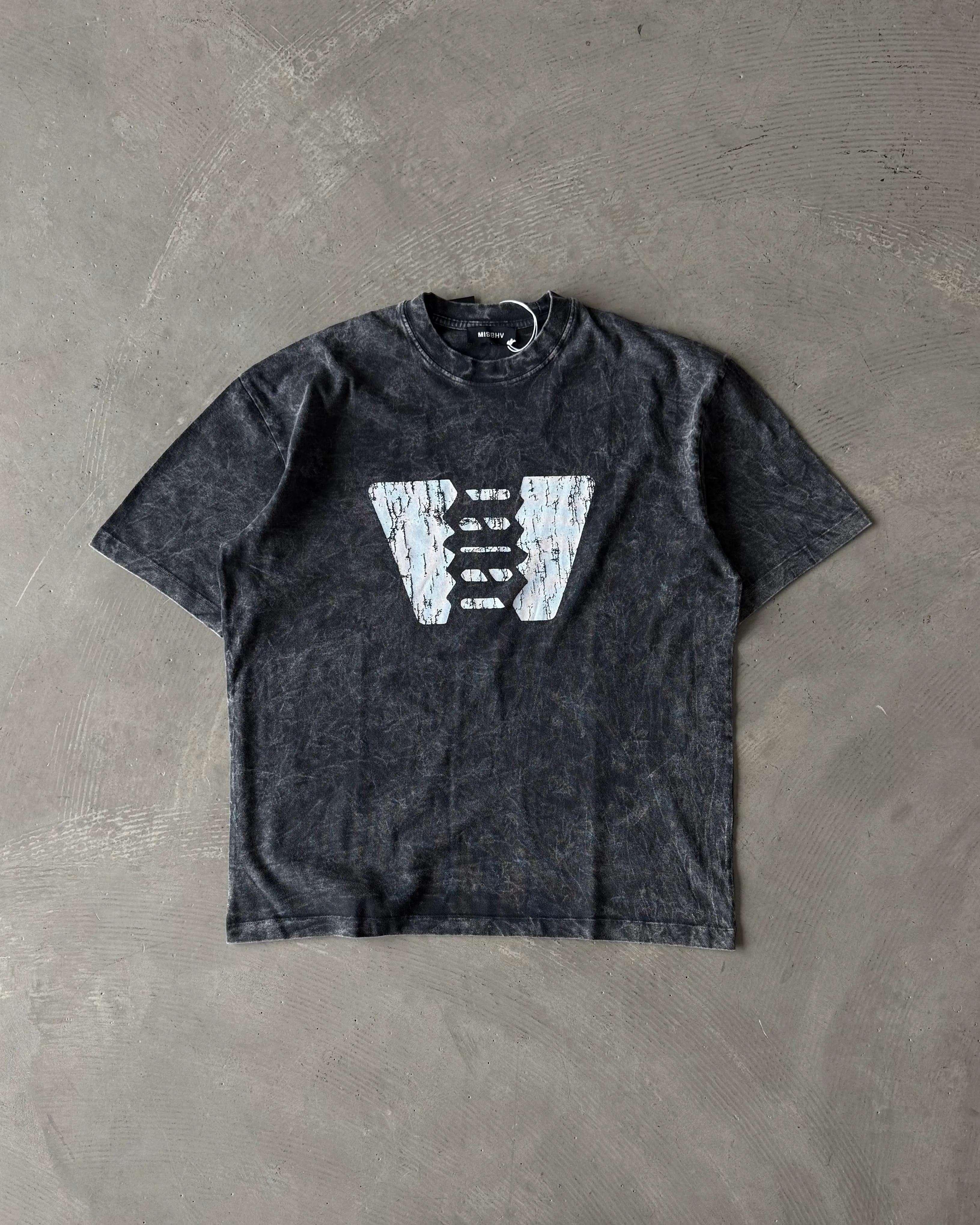 Göğüs Baskı Yıkamalı Basic T-Shirt