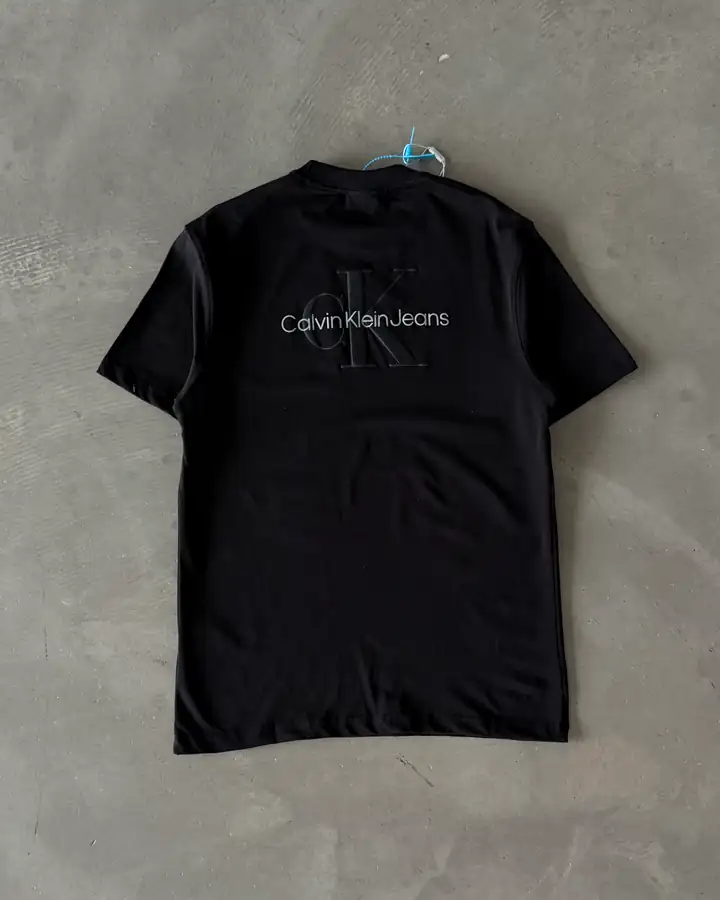 Ön ve Arka Baskılı Basic T-Shirt - Siyah