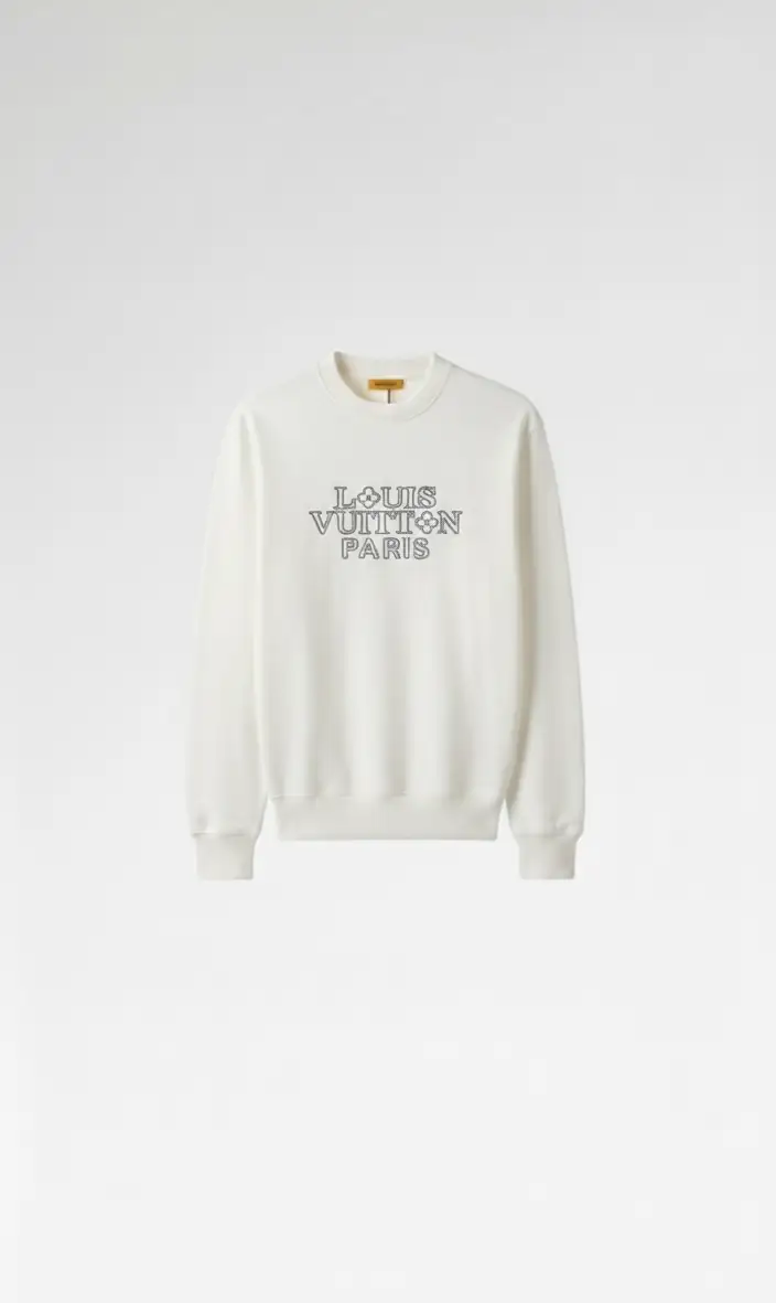 LV Premium Paris Yazılı Sweatshirt - Beyaz