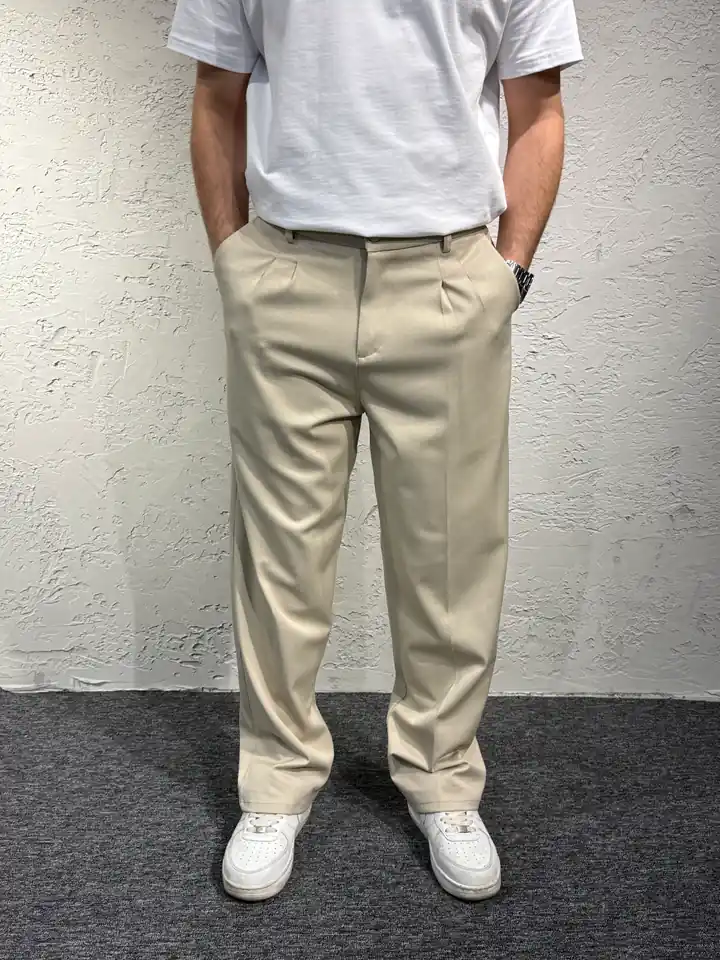 Baggy Bol Kalıp Relax Pantolon - Krem