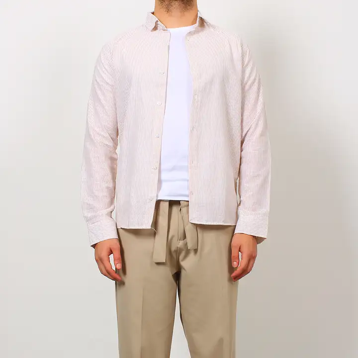 Dar Çizgili Keten - Normal Gömlek