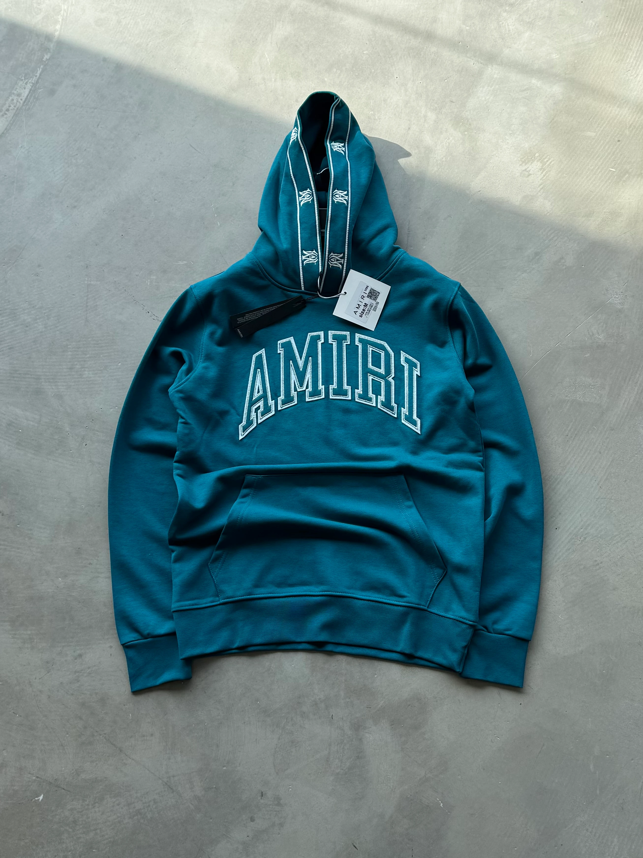 AMR Nakışlı Kapüşonlu Premium Sweatshirt - Mavi