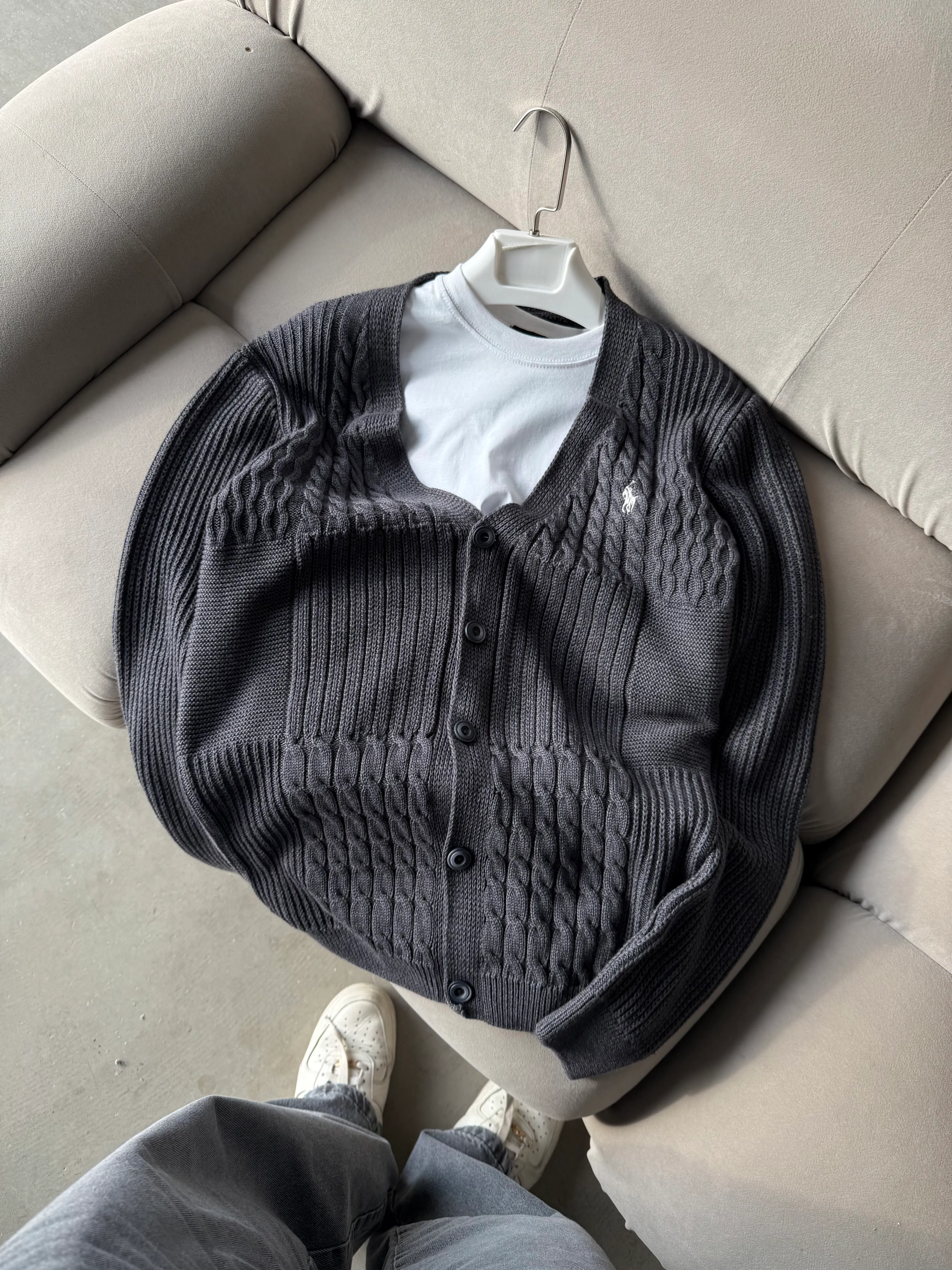 PRL Extra Premium Düğmeli Triko - Koyu Gri