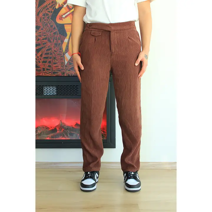 Cep Detaylı Kadife Pantolon