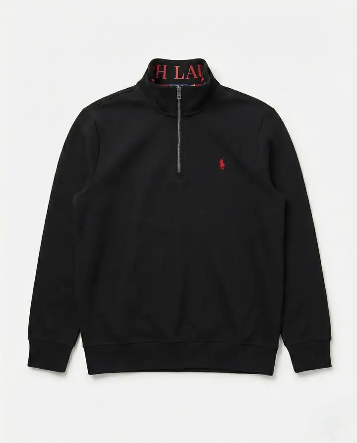 PRL Yarım Fermuarlı Nakışlı Premium Sweatshirt