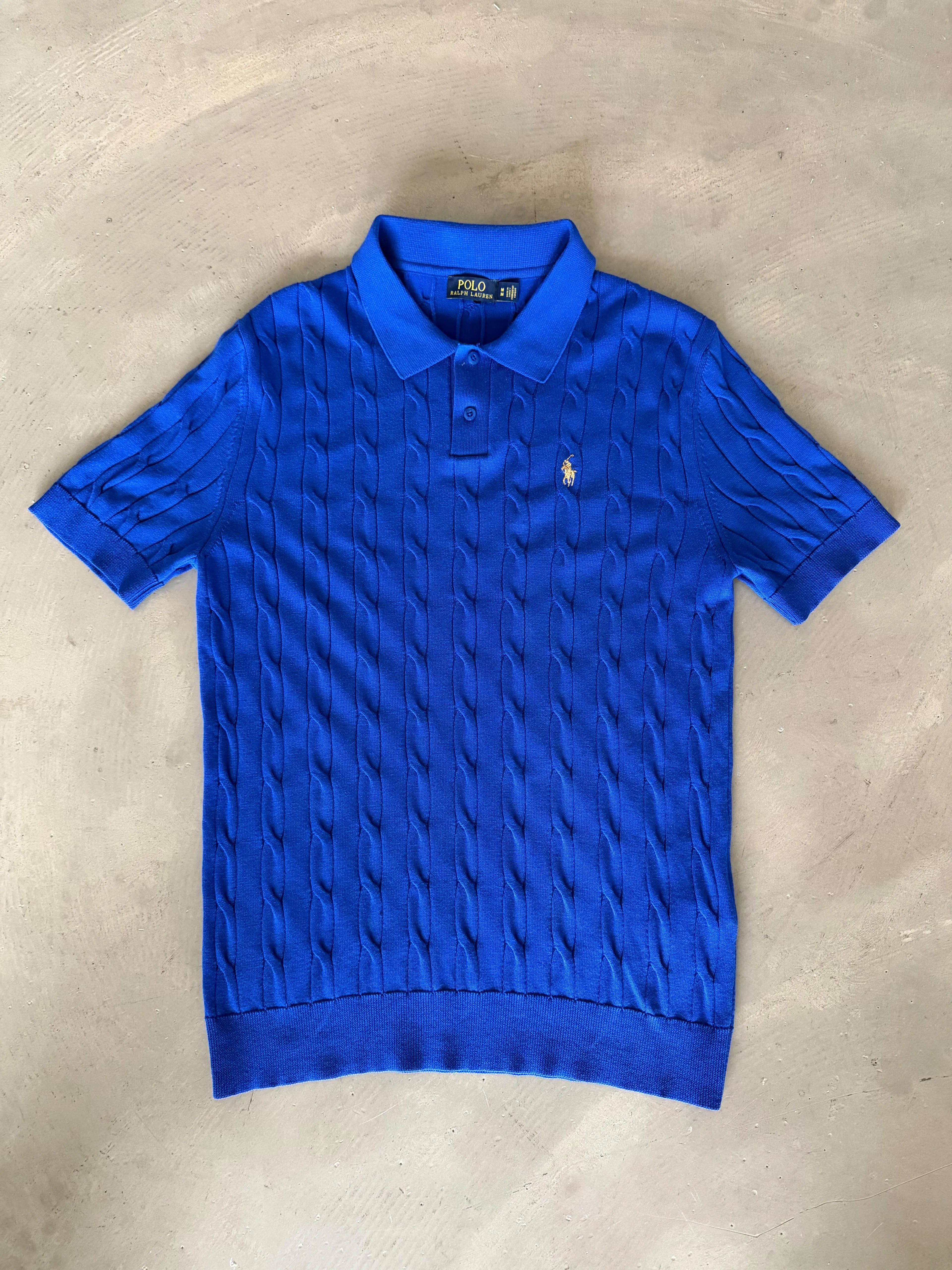 Dikey Örgü Desenli Polo Yaka Triko T-Shirt