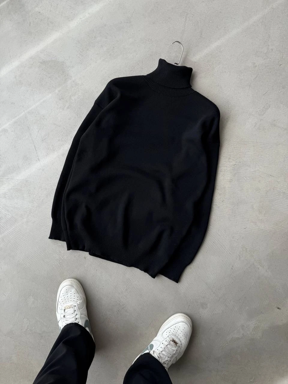 Balıkçı Yaka Basic Yün Triko - Siyah