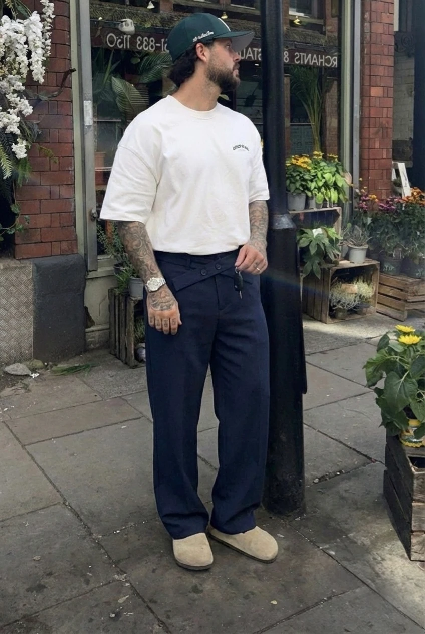 Çapraz Kalın İp Detaylı Kumaş Pantolon