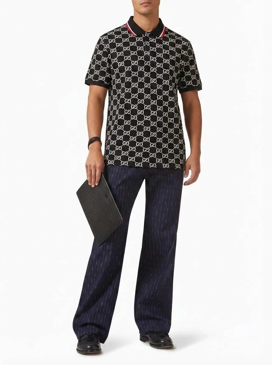 Logo Desen Detaylı Polo Yaka Tshirt