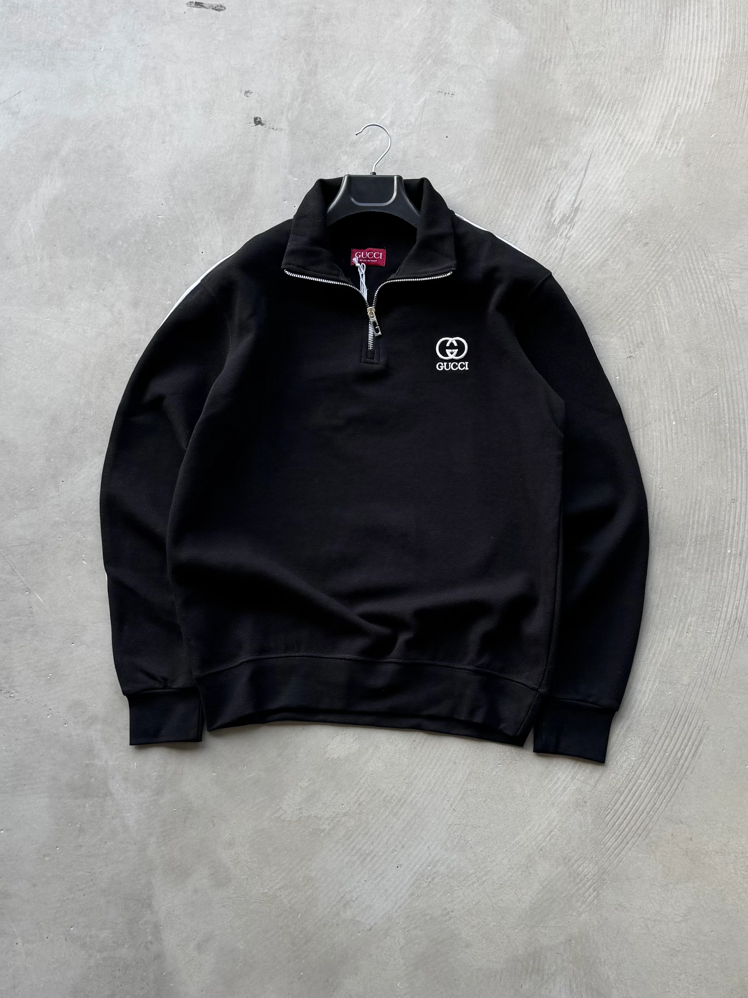 GCC Yarım Fermuarlı Nakışlı Sweatshirt - Siyah