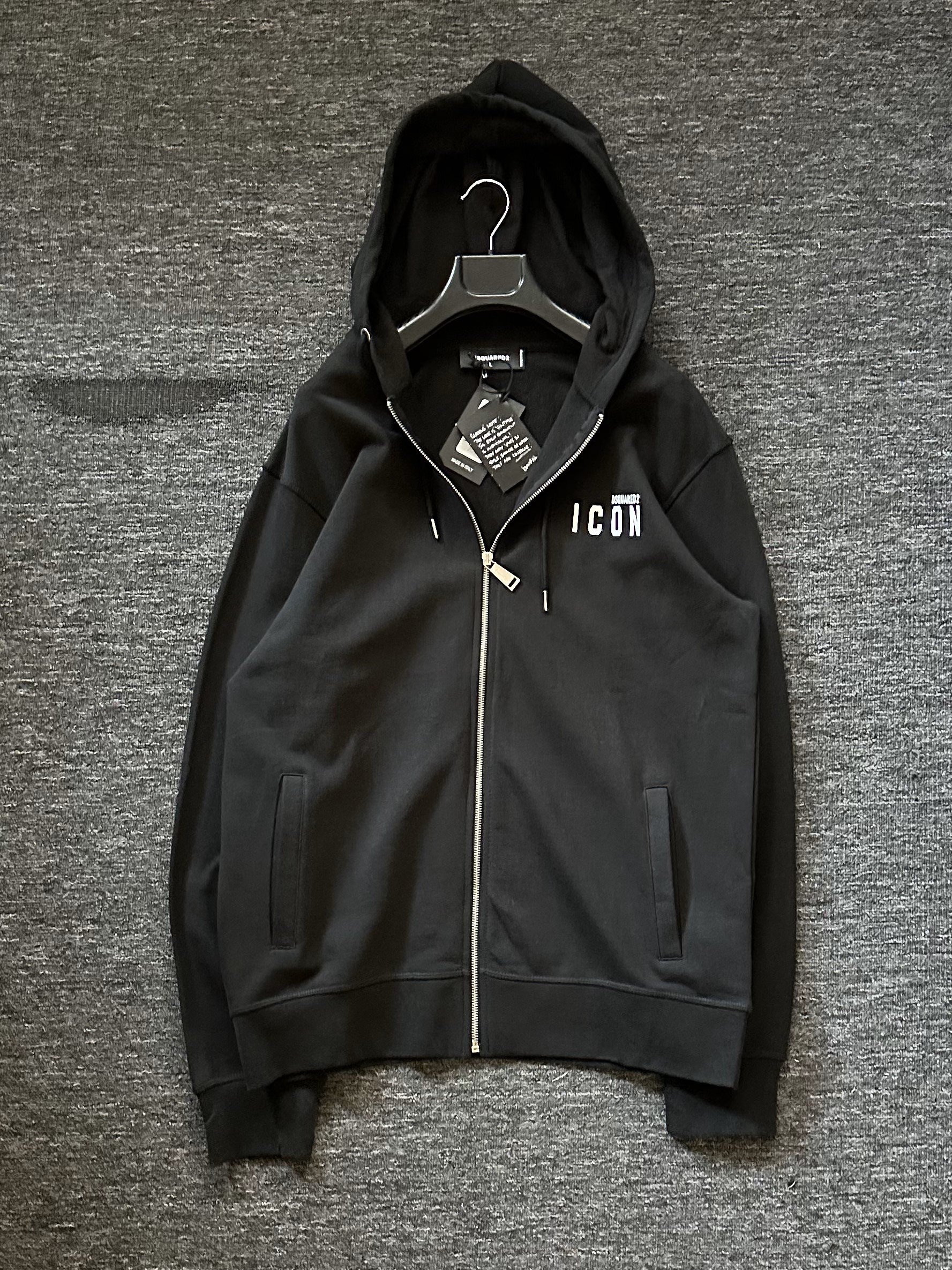 Icon Printed Premium Zipper - Siyah