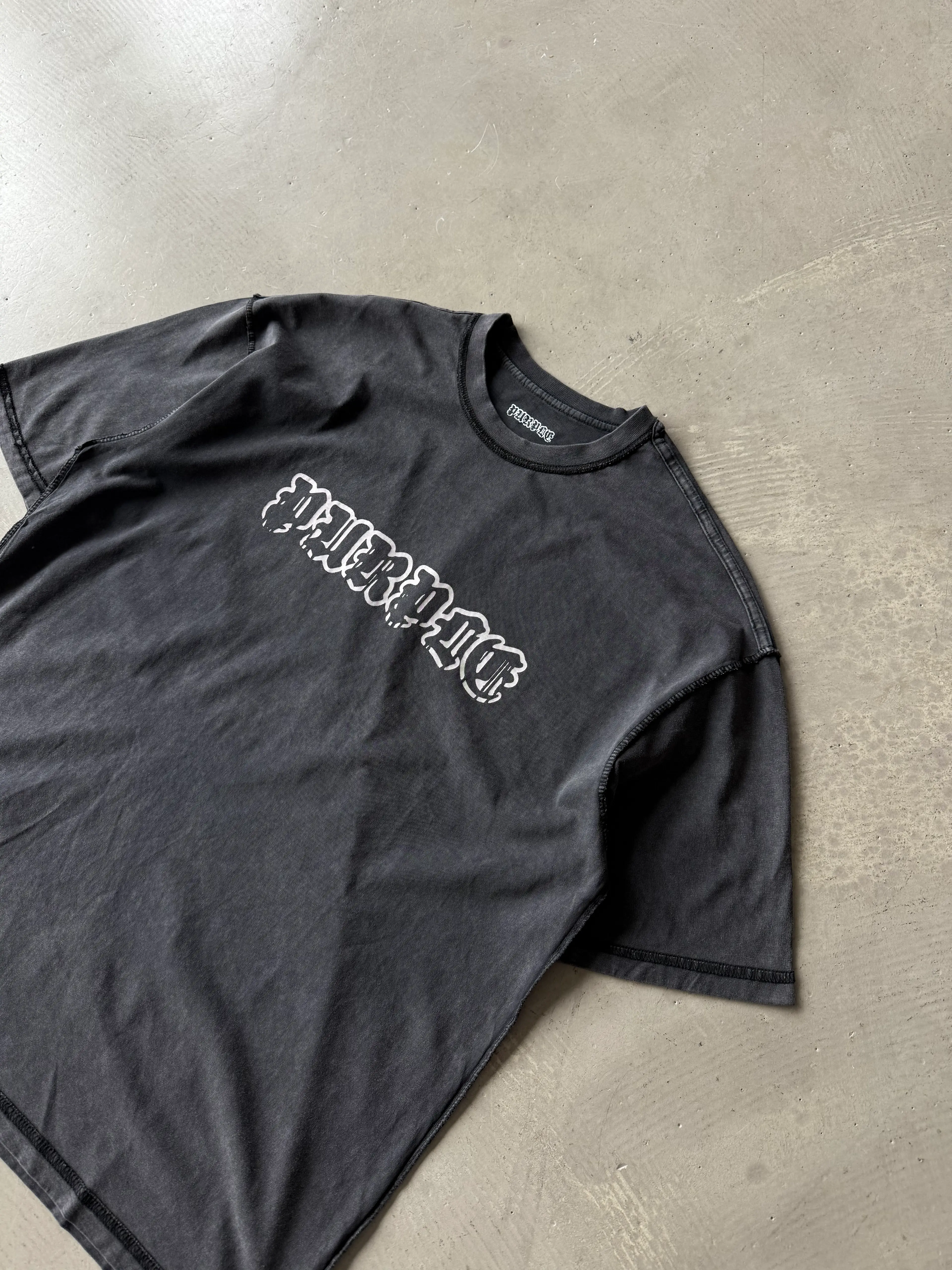 Ters Dikişli Göğüs Baskılı Basic T-Shirt