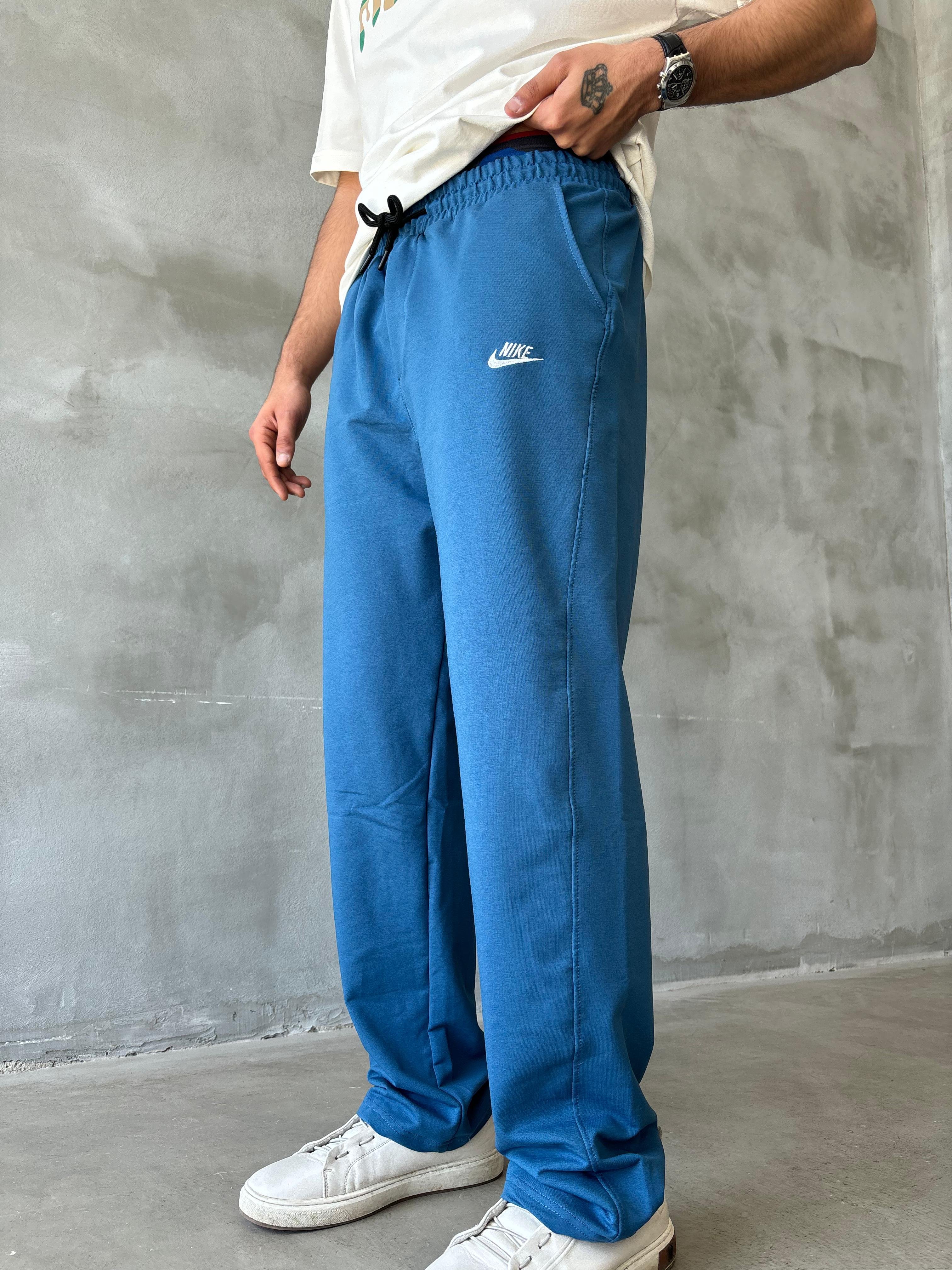 NK Nakışlı Baggy Fit Eşofman  - Mavi