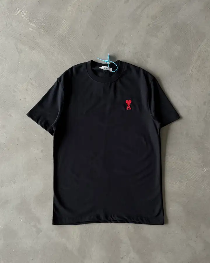 Sol Göğüs Logo Nakışlı Basic T-Shirt - Siyah