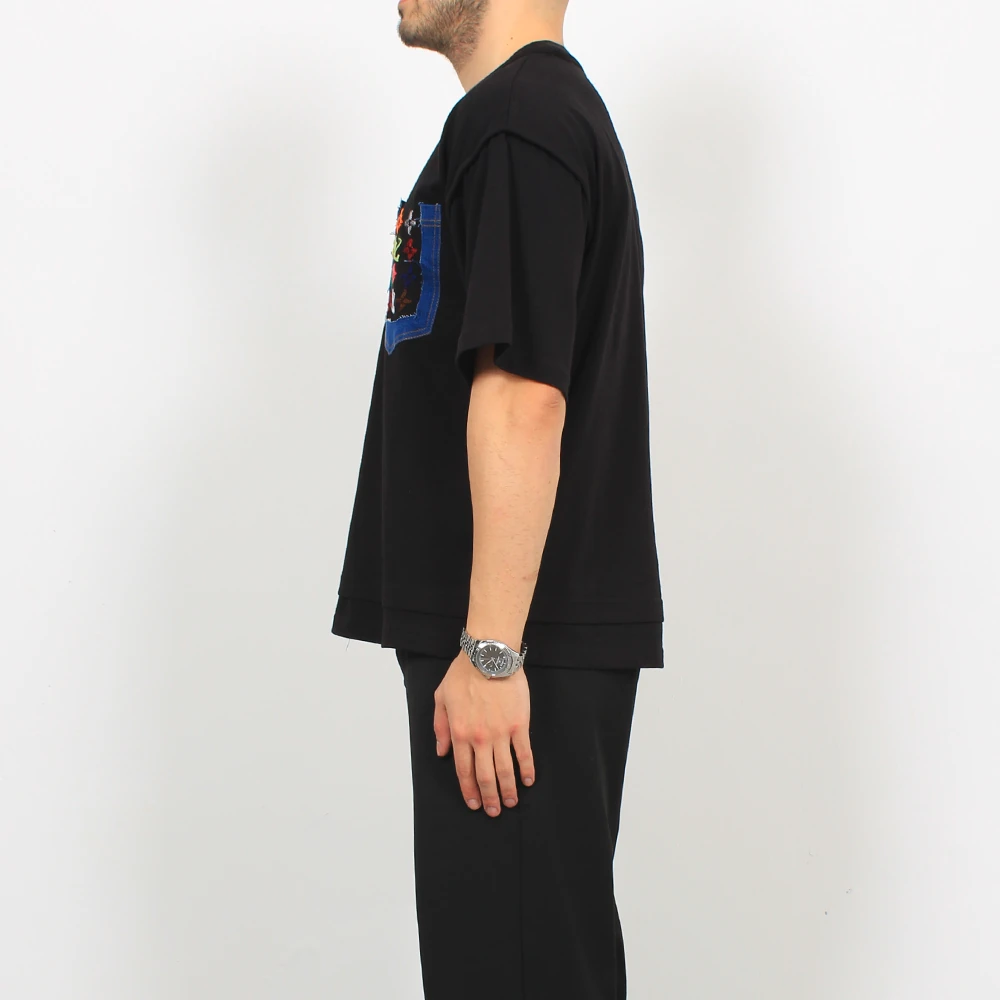 LV Premium Renkli Logolu Cep Detaylı T-Shirt