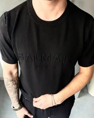Göğüs Logo Kabartmalı Triko T-Shirt