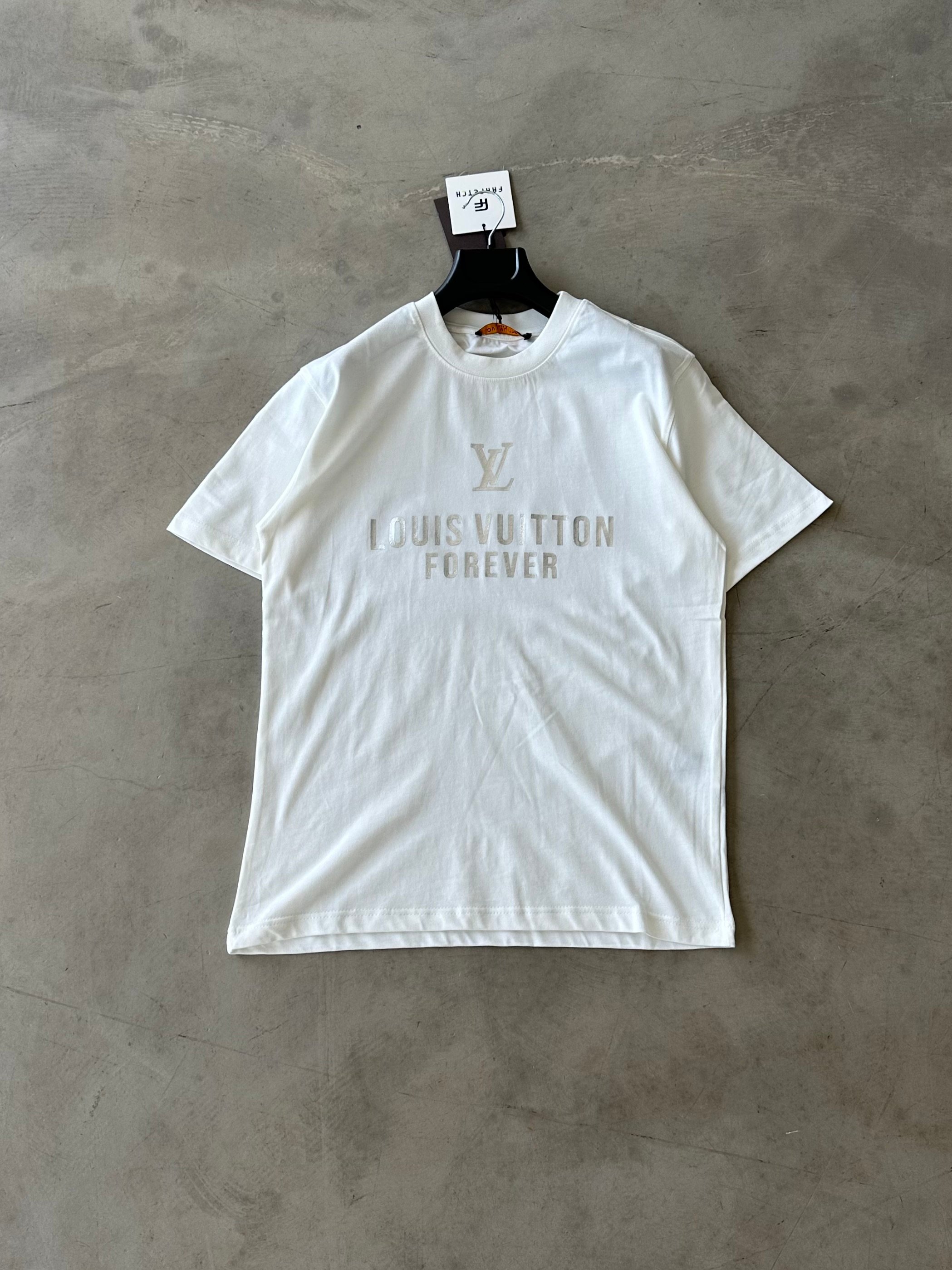 LV Orta Baskılı Premium Tee - Beyaz