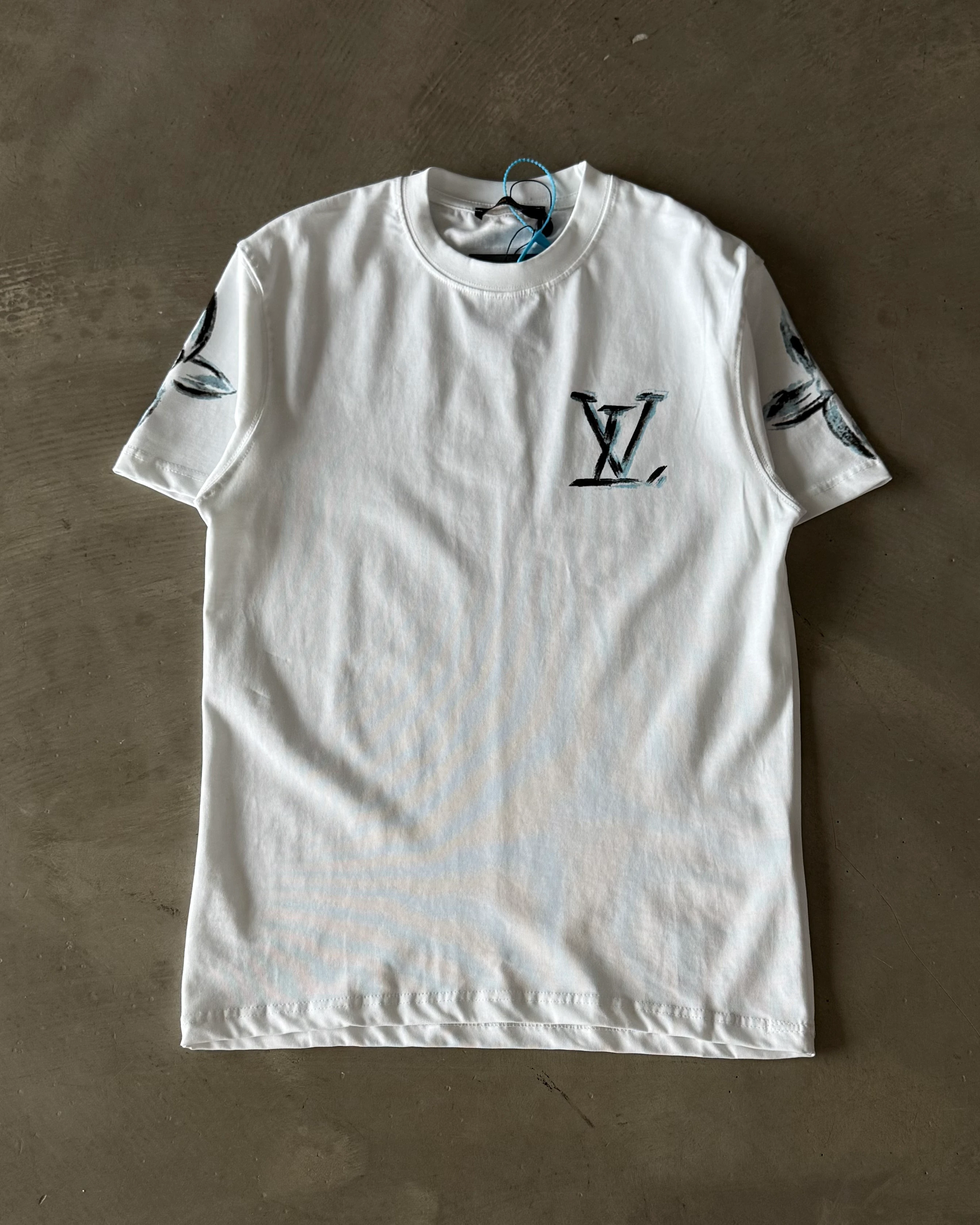 Sol Göğüs ve Arka Baskılı Basic T-Shirt