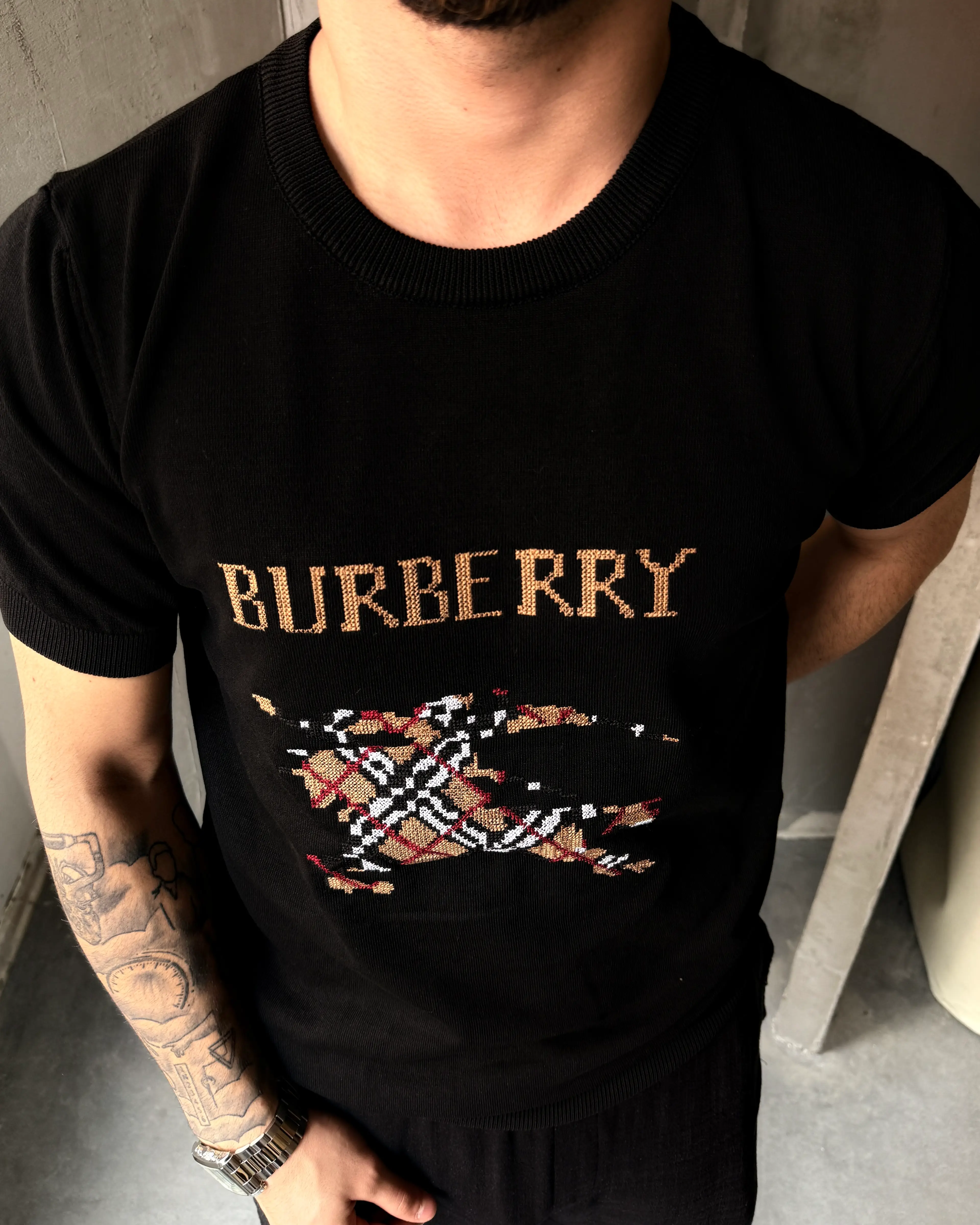 Göğüs Logo Detaylı Triko T-Shirt