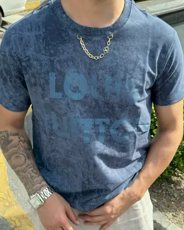 Zincir Detaylı Tıkamalı T-Shirt - Lacivert