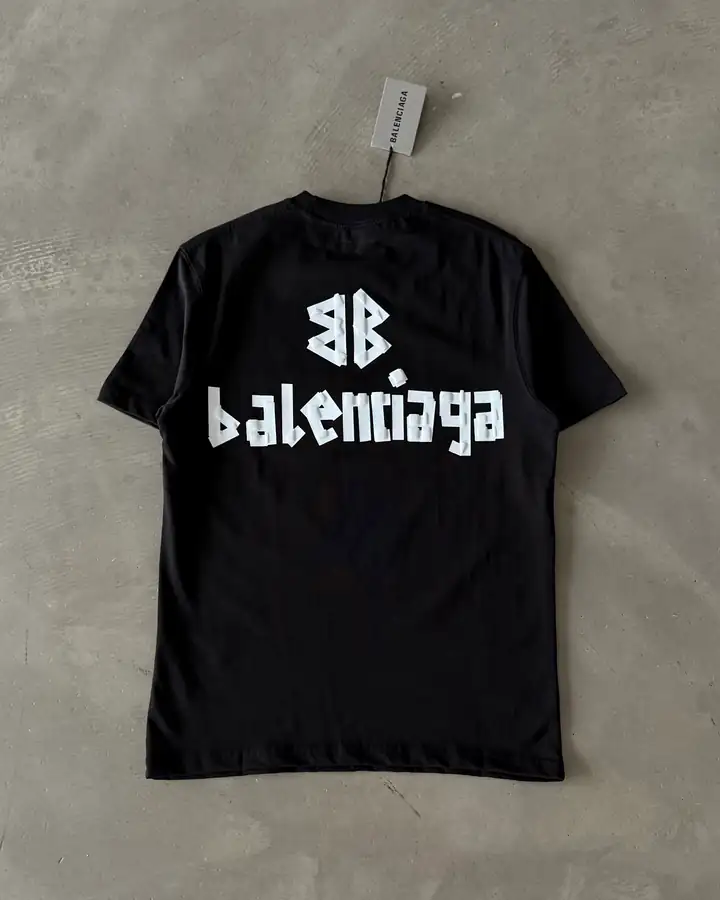 Ön ve Arka Baskılı Basic T-Shirt - Siyah