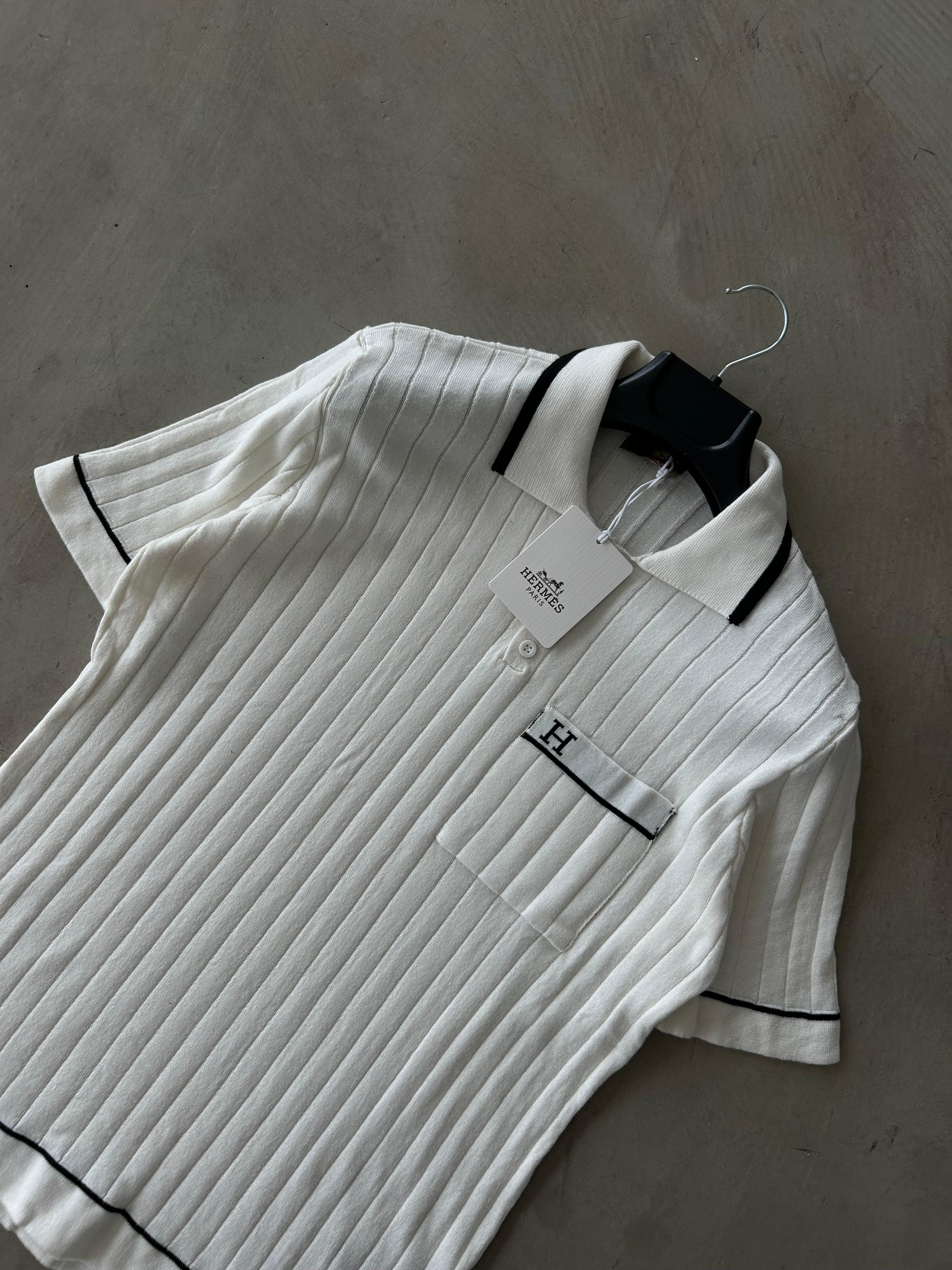 HM Çizgili Triko Polo Yaka Tshirt
