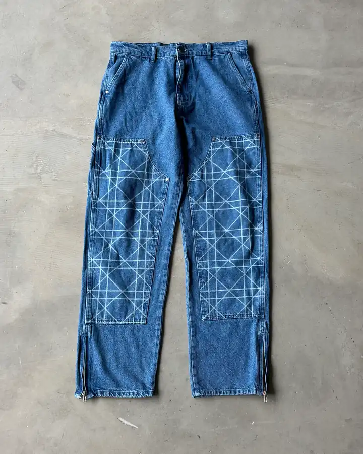 Baklava Desenli Baggy Kot Pantolon