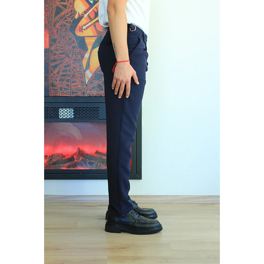 Tokalı Pileli Kumaş  Pantolon