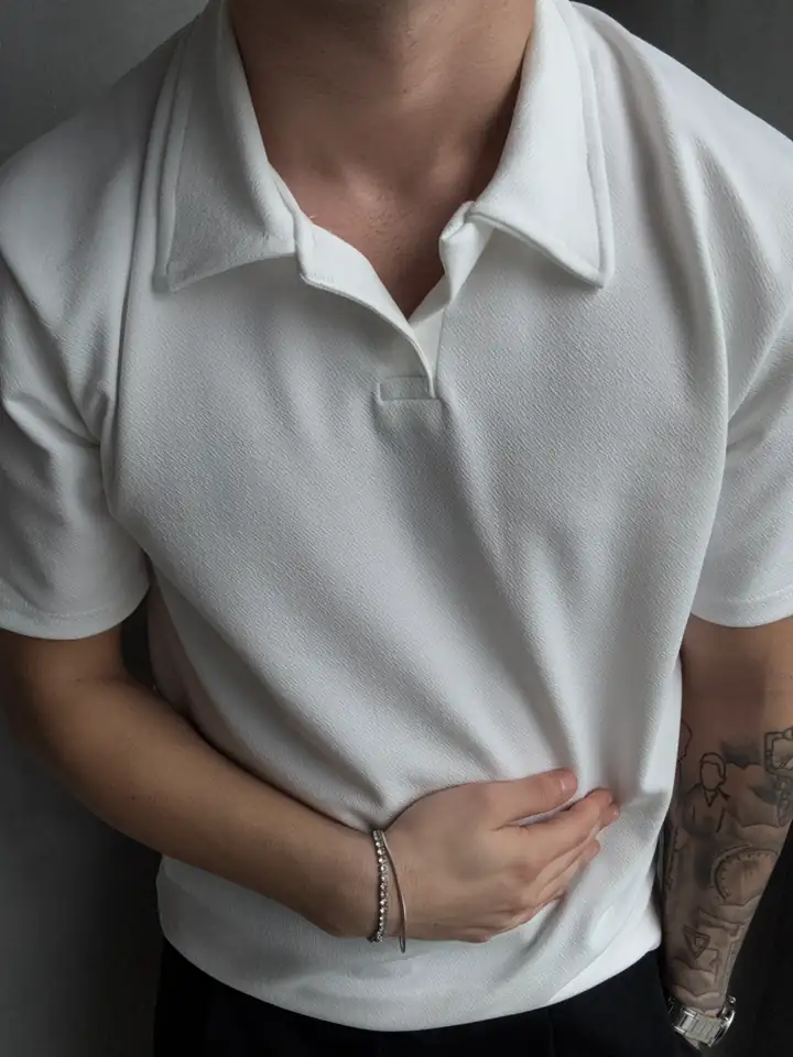 Zara Krep Hemşire Yaka Triko Tshirt - Beyaz