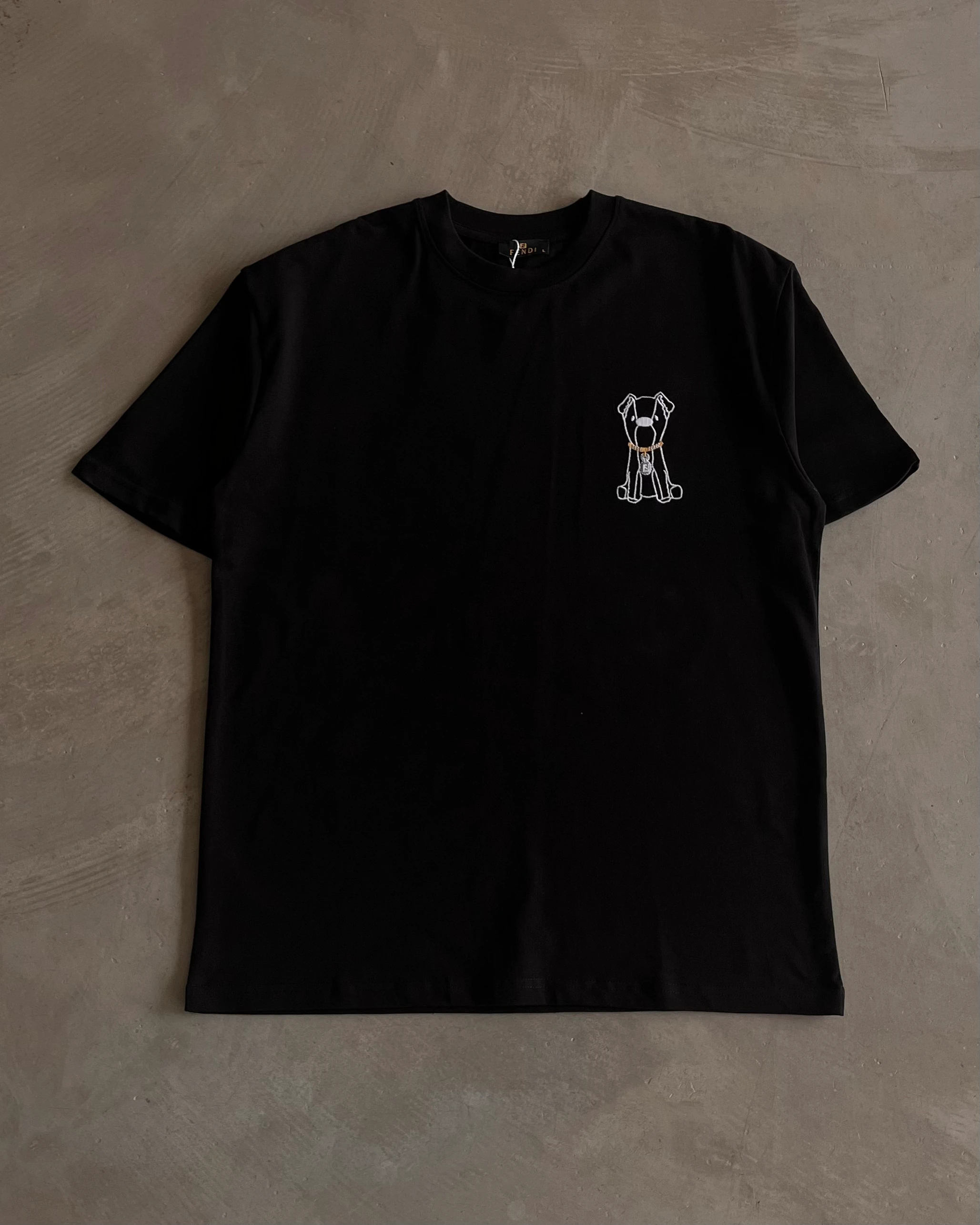 Köpek Nakış Detaylı Basic T-Shirt