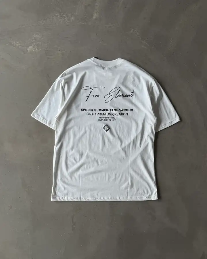 Sol Göğüs ve Arka Baskılı Basic T-Shirt