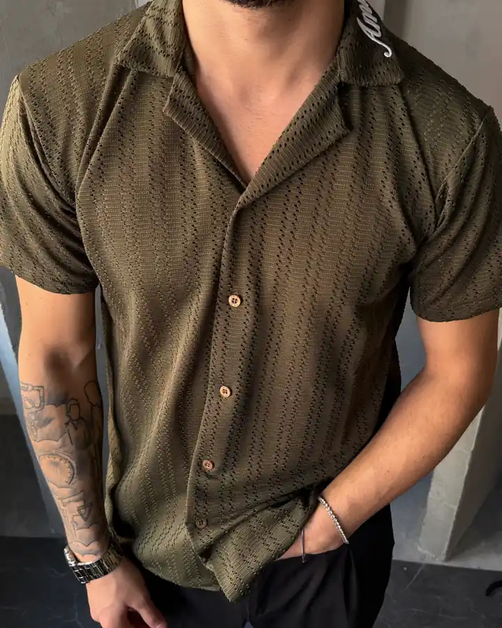 File Dokulu Polo Yaka T-Shirt