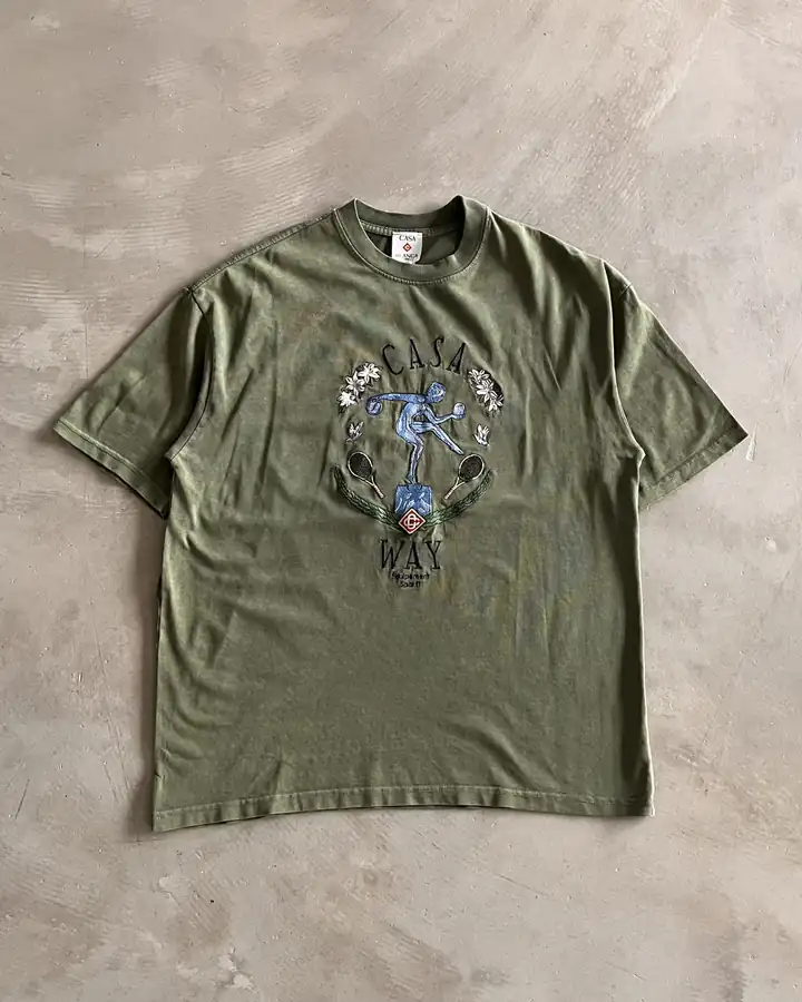 Göğüs Nakış Detaylı T-Shirt - Yeşil