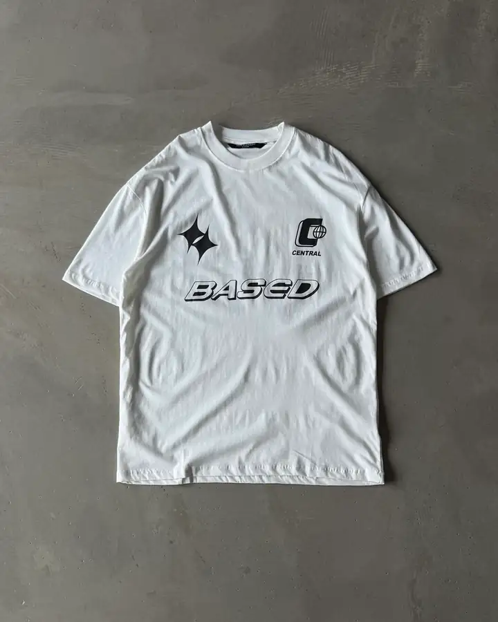 Ön ve Arka Baskılı Kısa Kollu T-Shirt - Beyaz