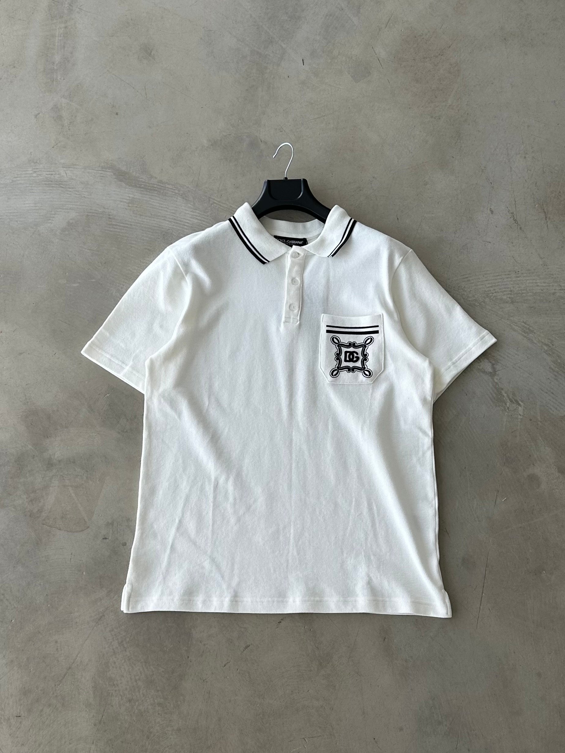 DG Nakışlı Premium Polo Yaka Tee - Beyaz