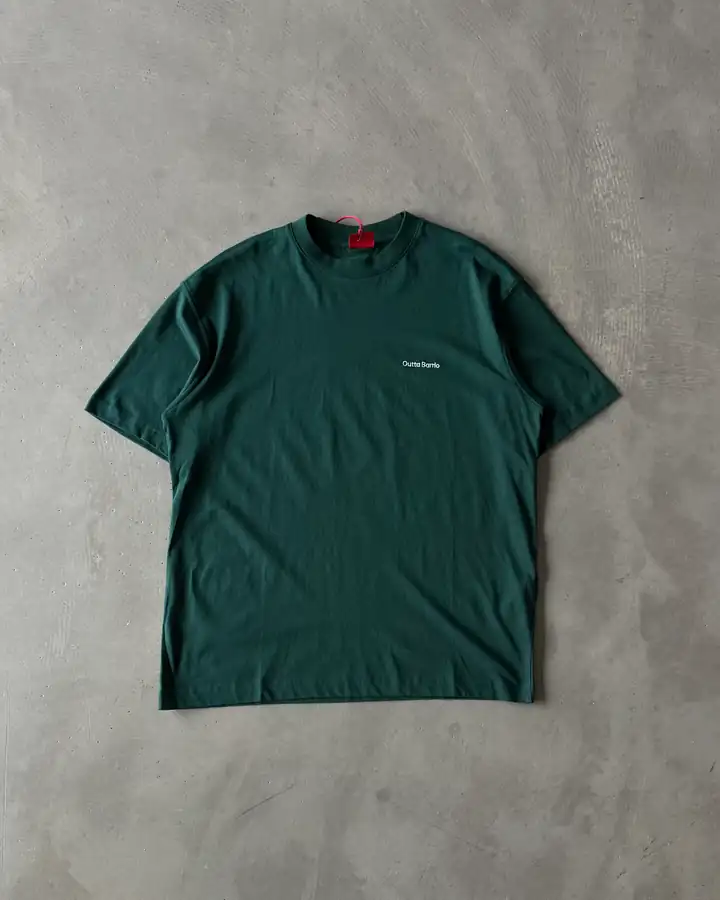 Sol Göğüs Logo Nakışlı Basic T-Shirt - Yeşil