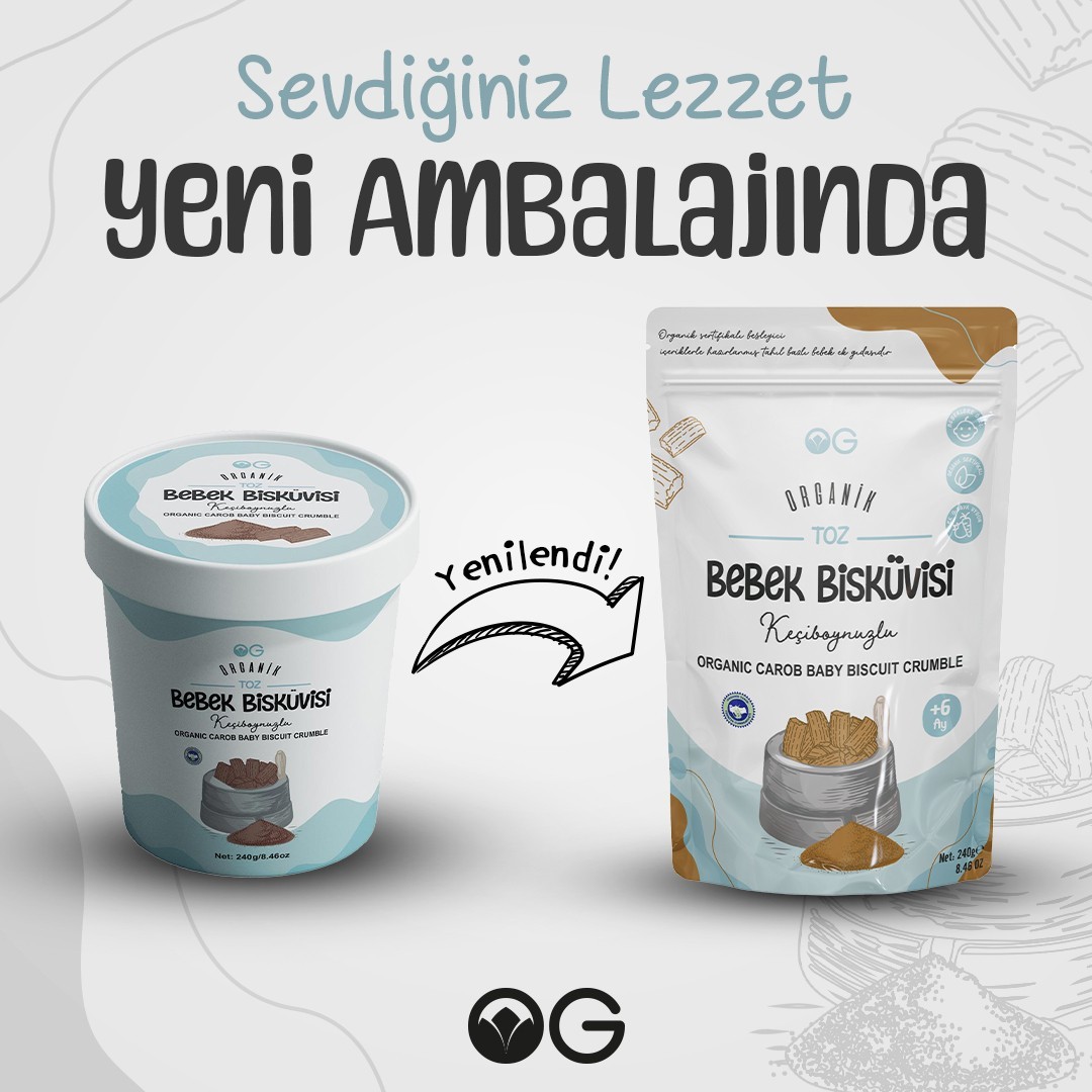 Og Organik Keçiboynuzlu Toz Bebek Bisküvisi 240 Gr +6 Ay