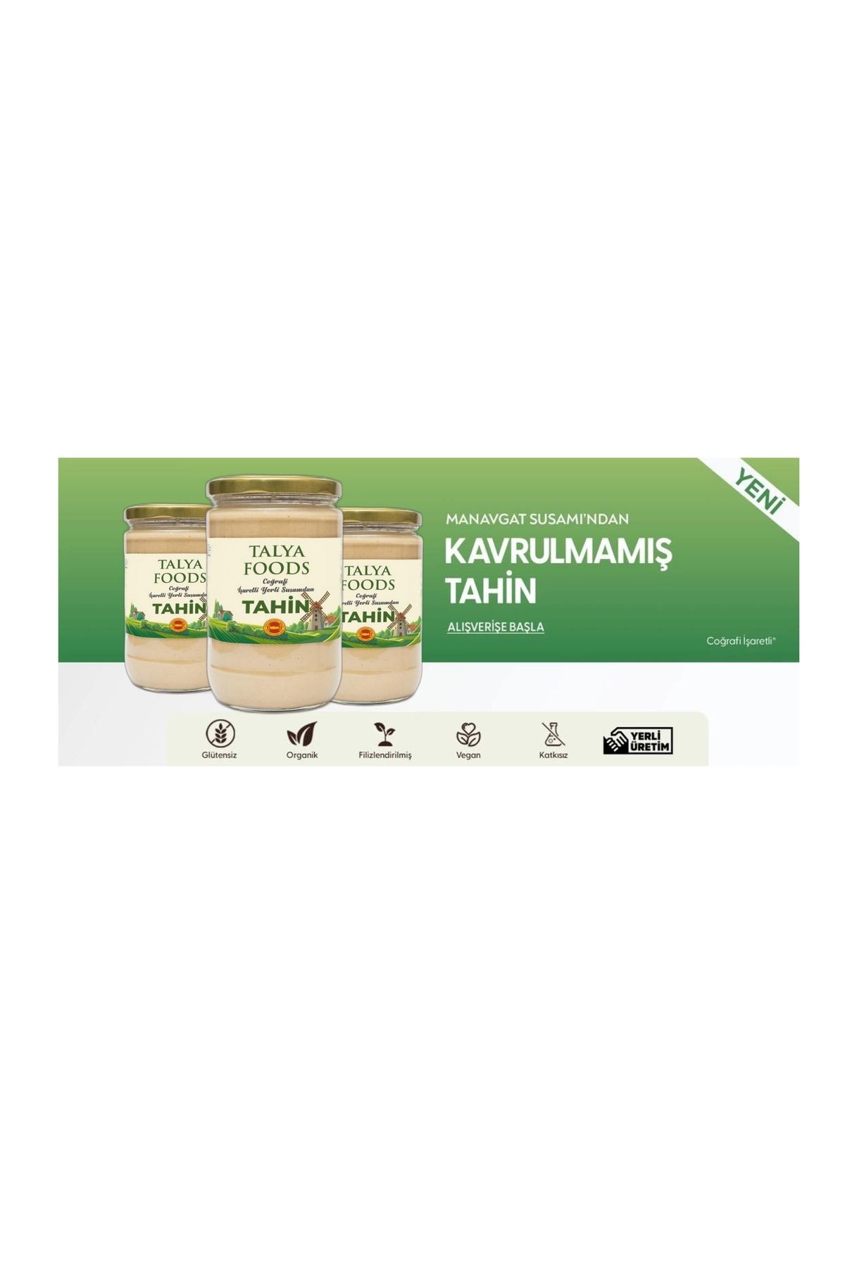 Talya Foods Glutensiz Yerli Kavrulmamış Tahin 1 Kg