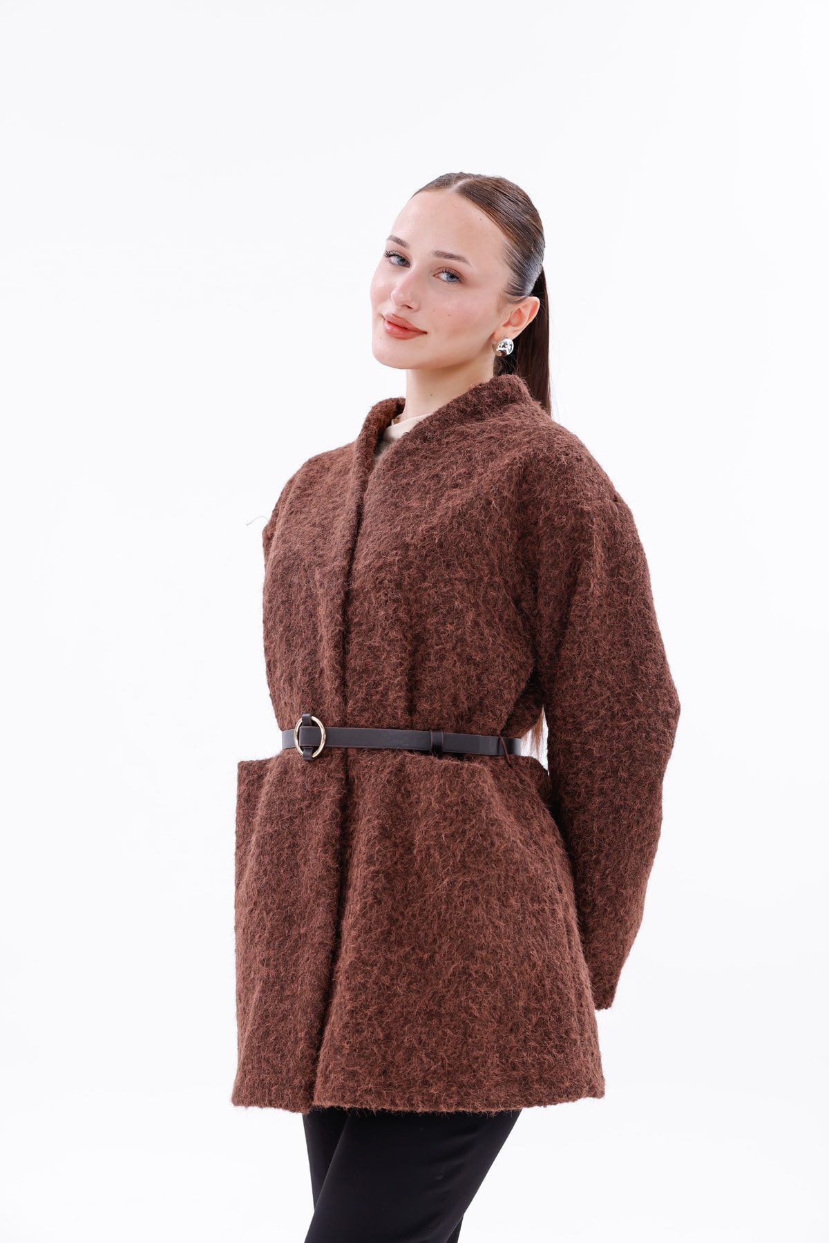 Kaşe Kemerli Çıtçıtlı Kaban
