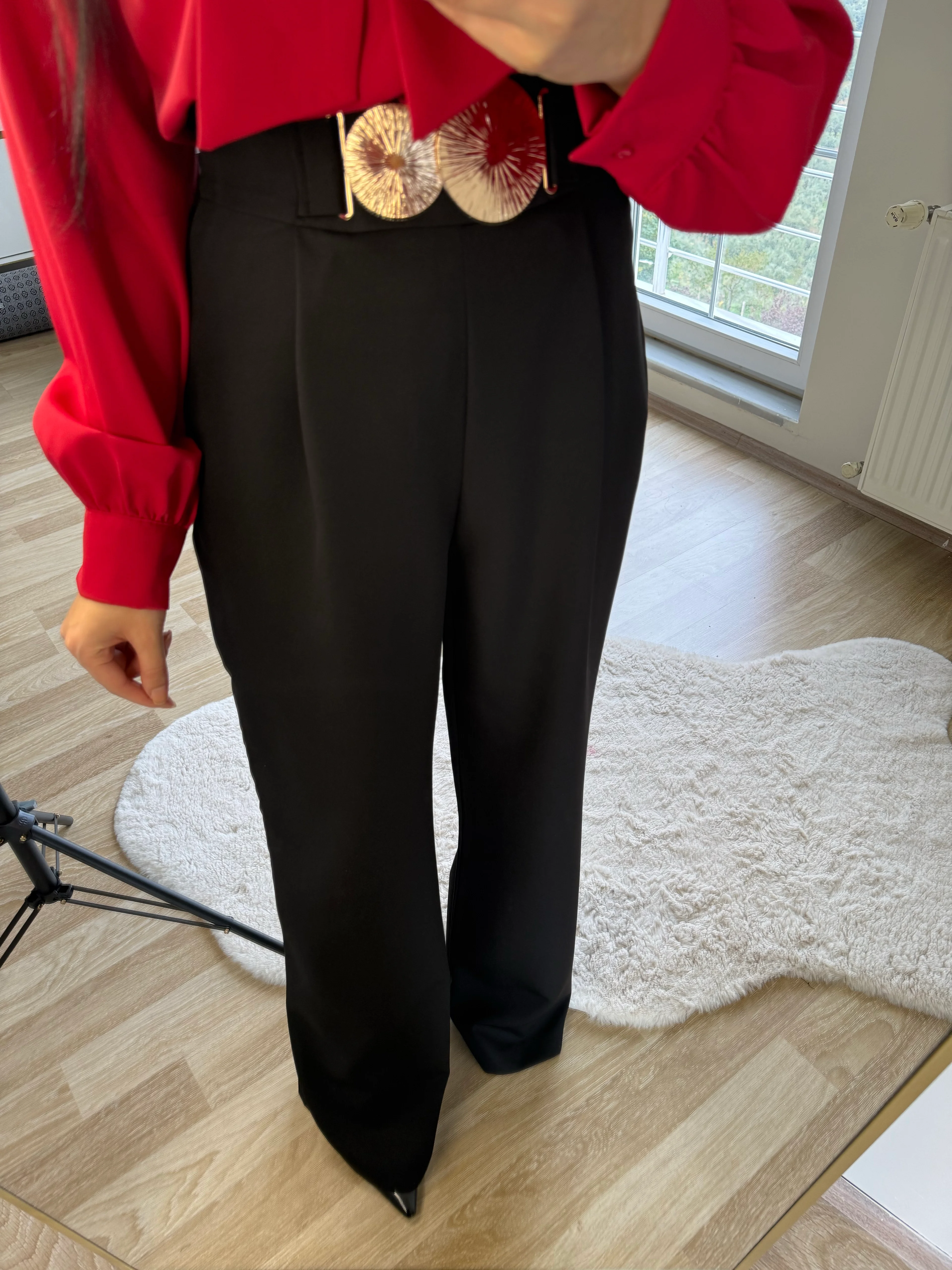 Gold Aksesuarlı Palazzo Pantolon 