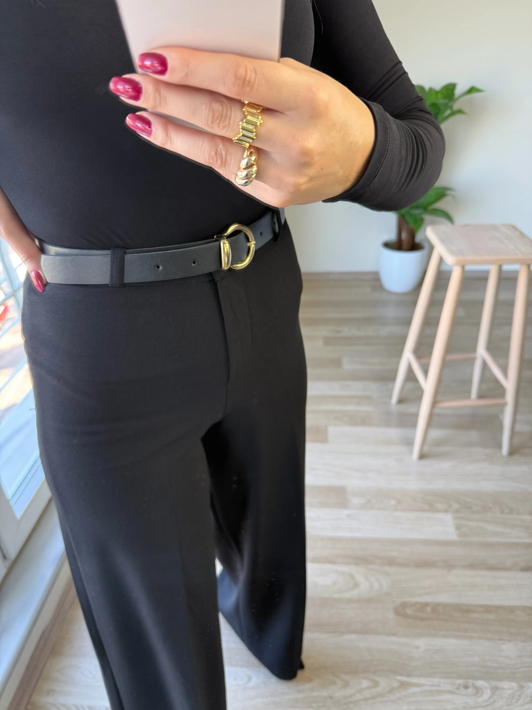 Likralı Krep Kemerli Palazzo Pantolon