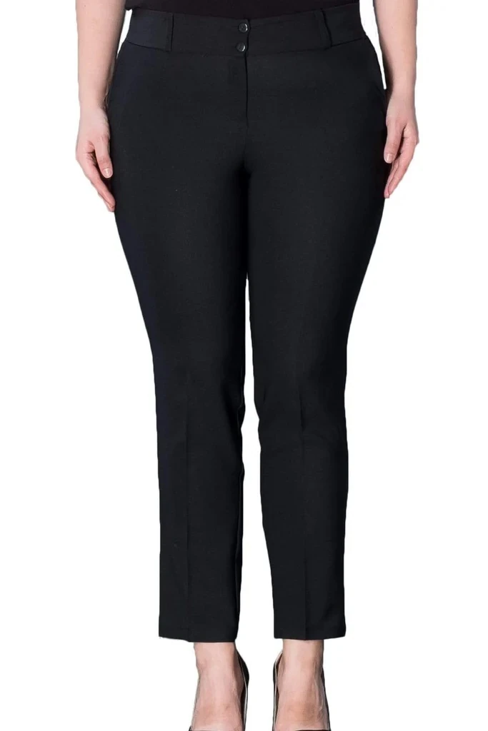 Boru Paça Büyük Beden Kumaş Pantolon - Siyah