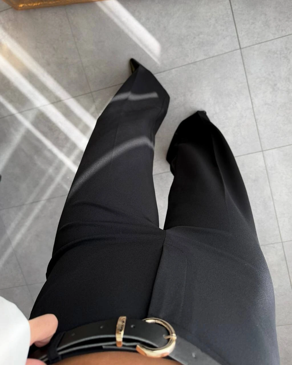 Likralı Krep Kemerli Palazzo Pantolon