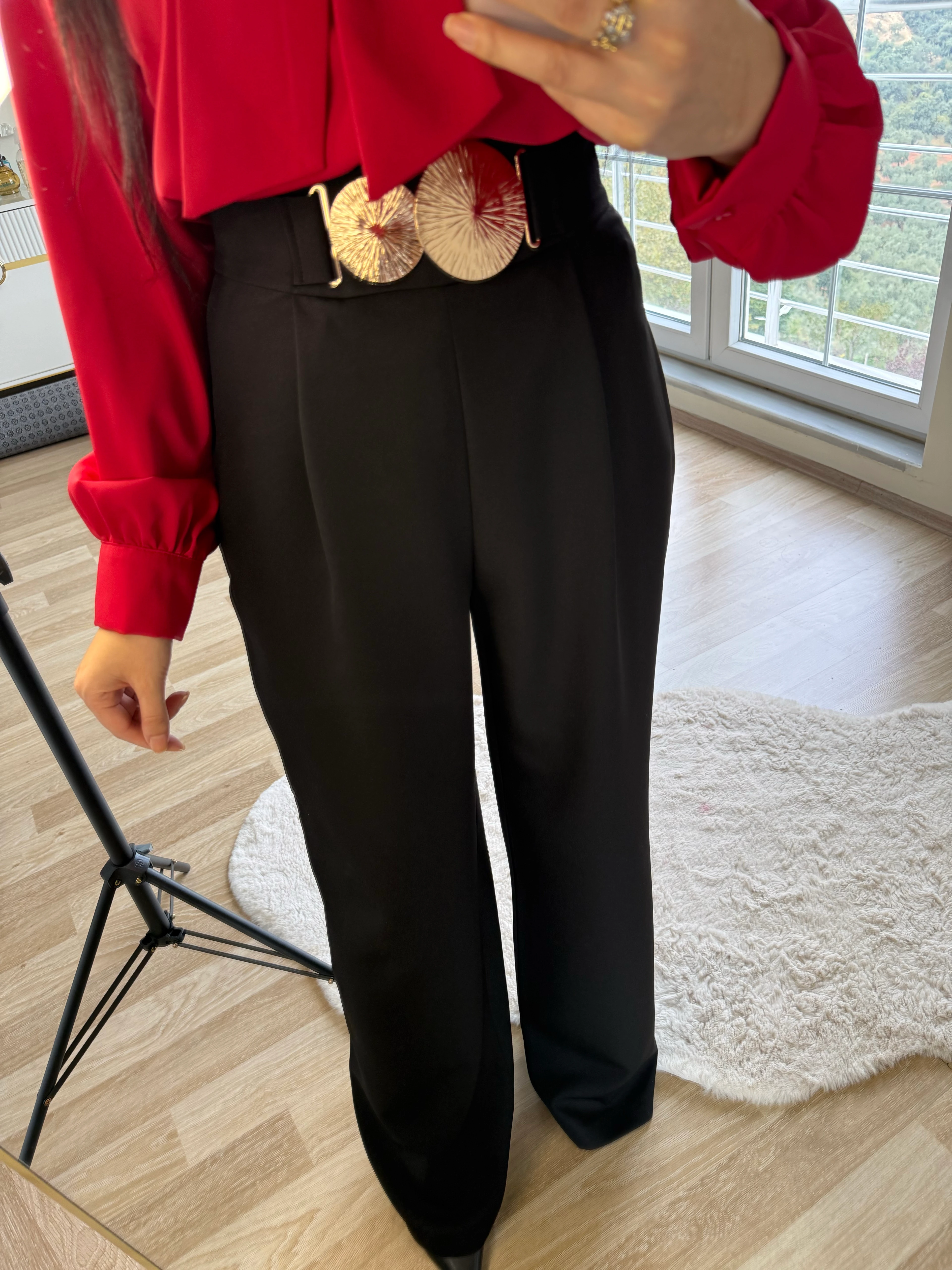 Gold Aksesuarlı Palazzo Pantolon 