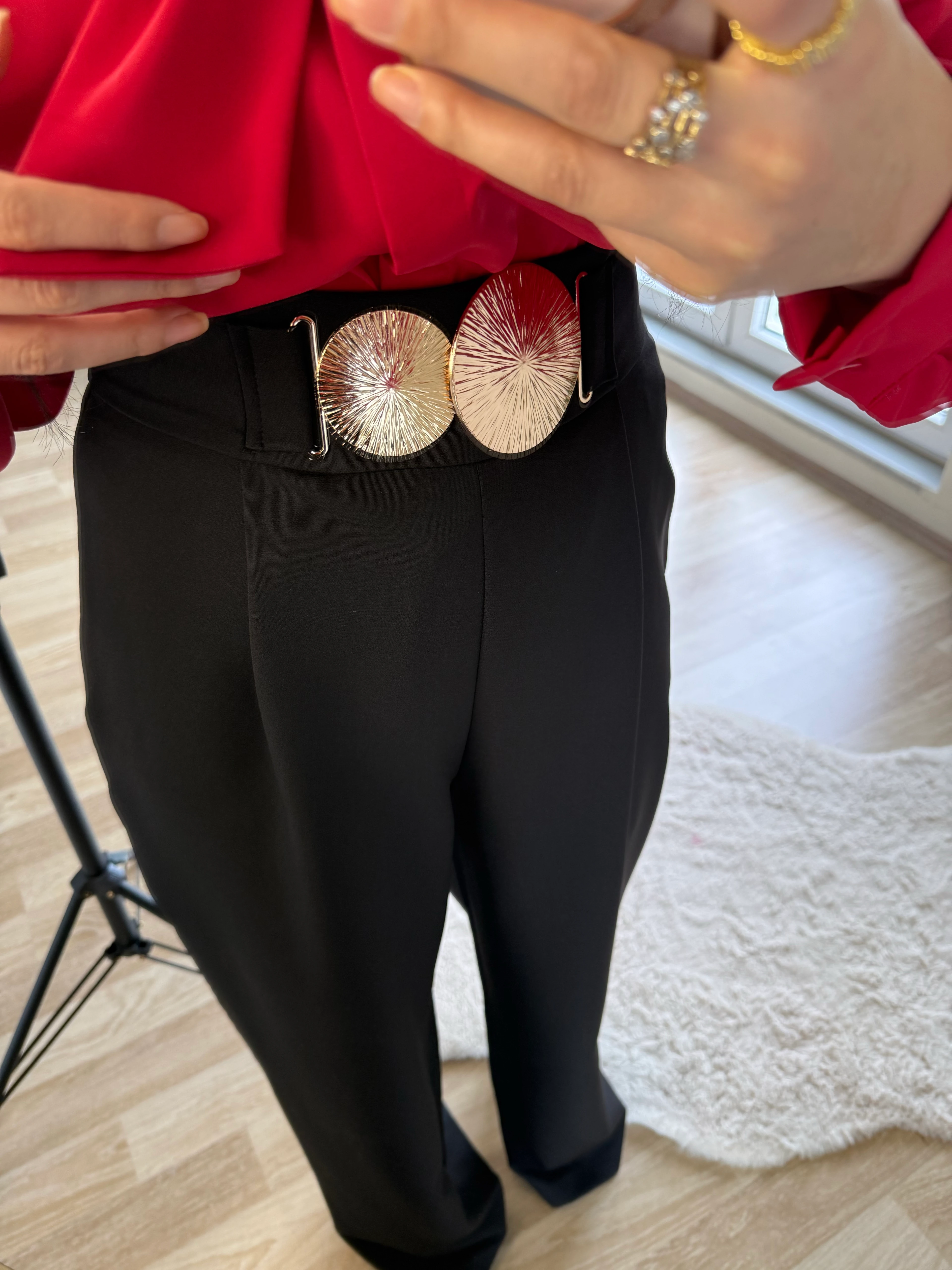 Gold Aksesuarlı Palazzo Pantolon 