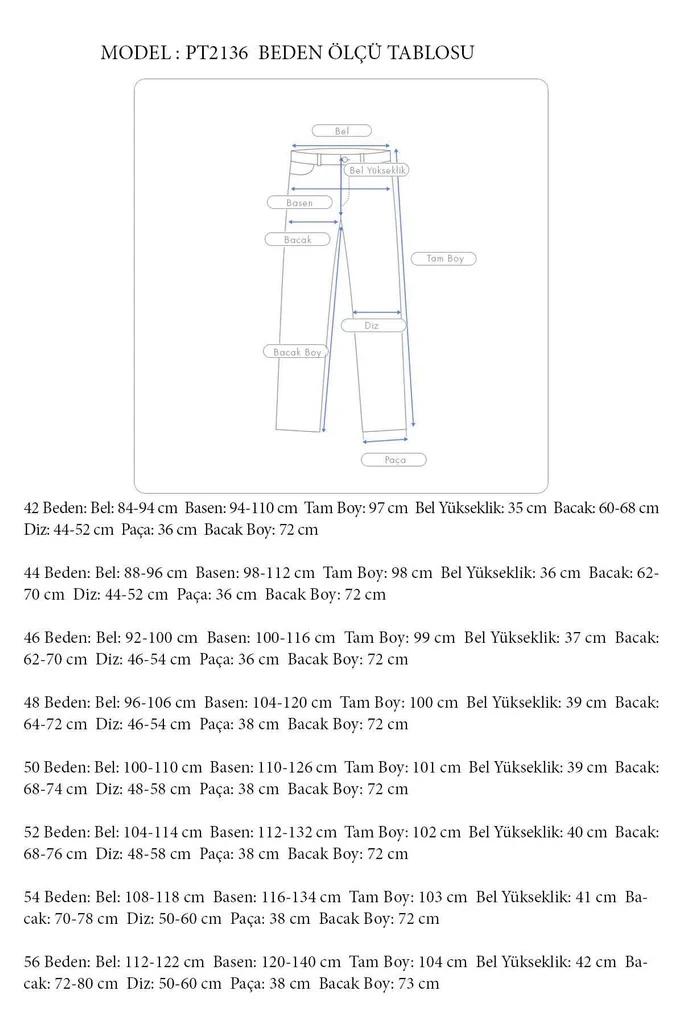 Boru Paça Büyük Beden Kumaş Pantolon