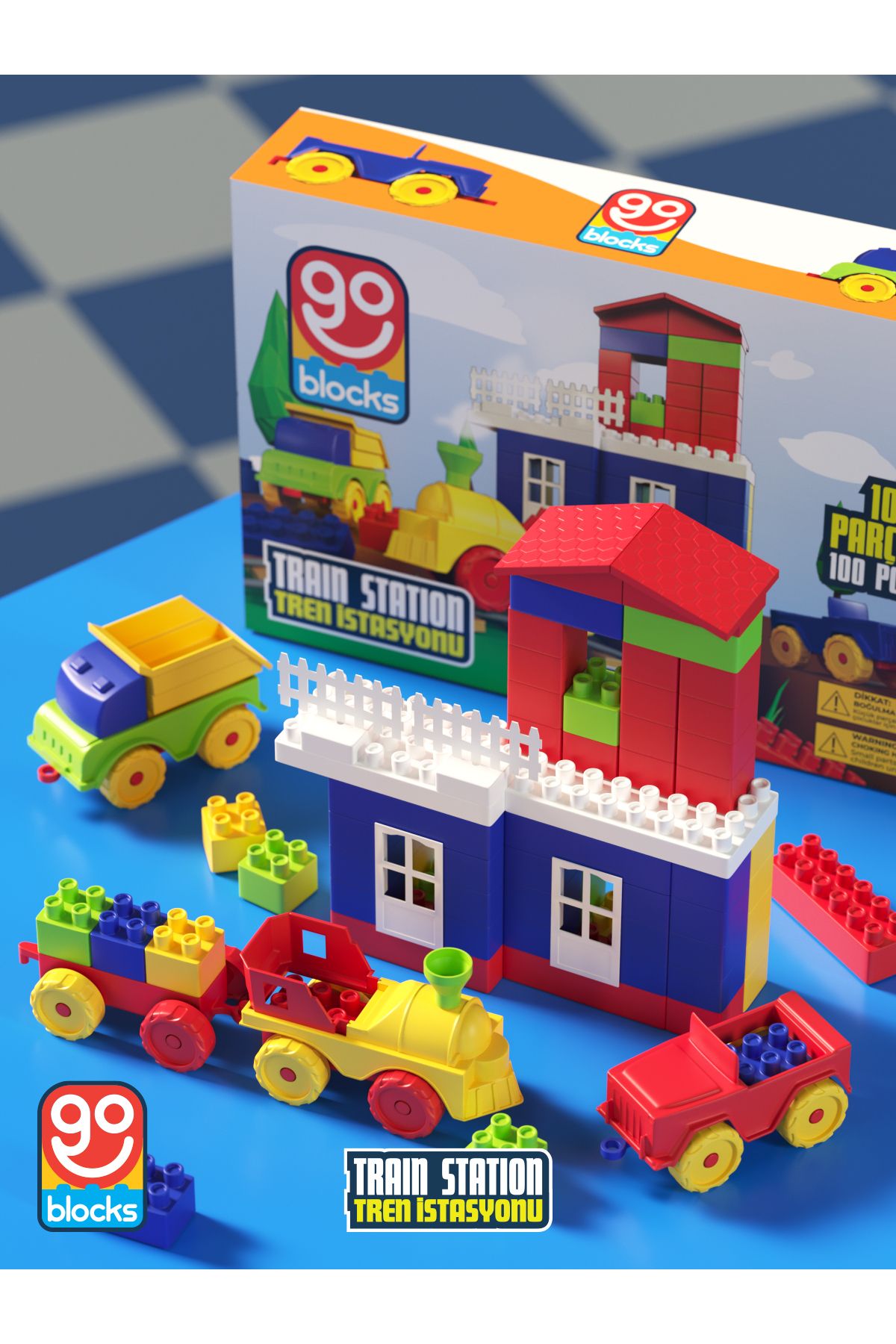 Go Blocks Train Station 100 Parça Yapı Blok Seti Yapı Oyuncakları Mega Blok