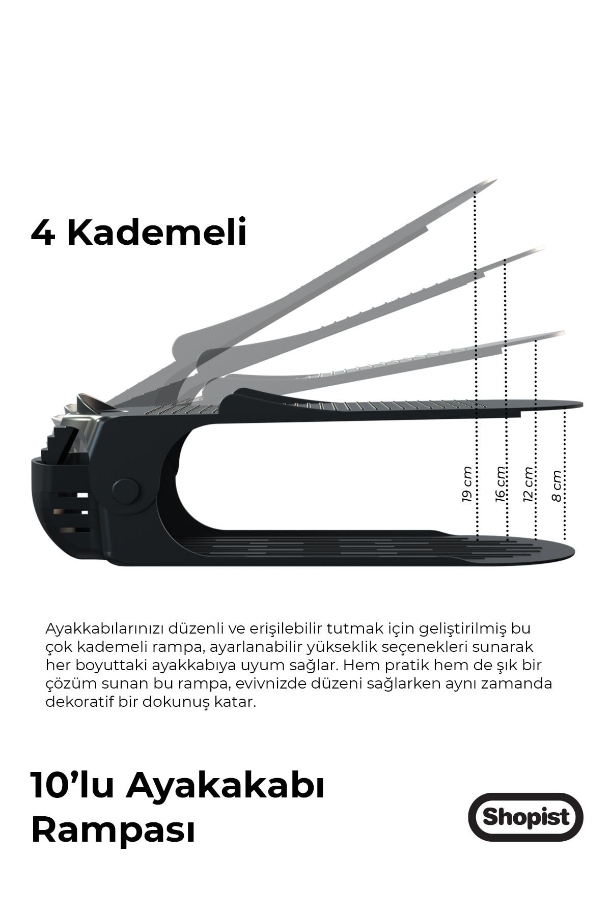 10'lu Ayarlanabilir Ayakkabı Rampası Ayakkabı Düzenleyici Organizer Ayakkabı Standı Ayakkabılık